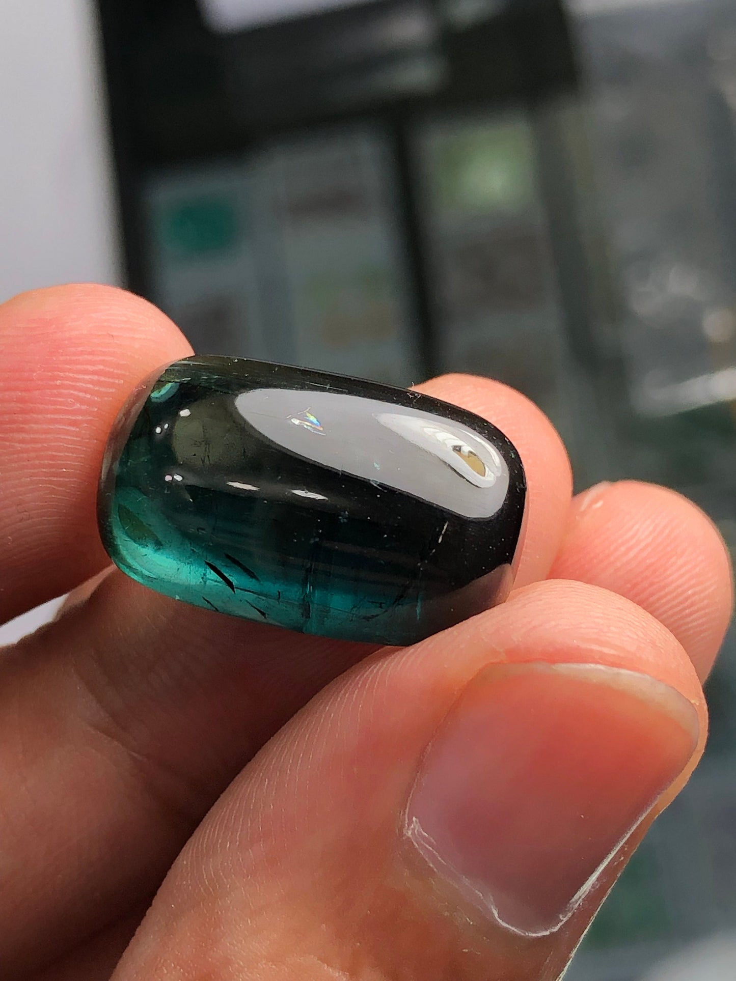 Dark blue tourmaline cabochon 18.50 carat