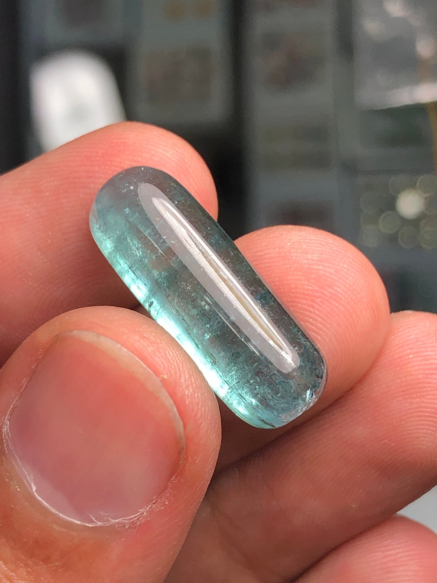 Blue tourmaline cabochon 14.60 carat