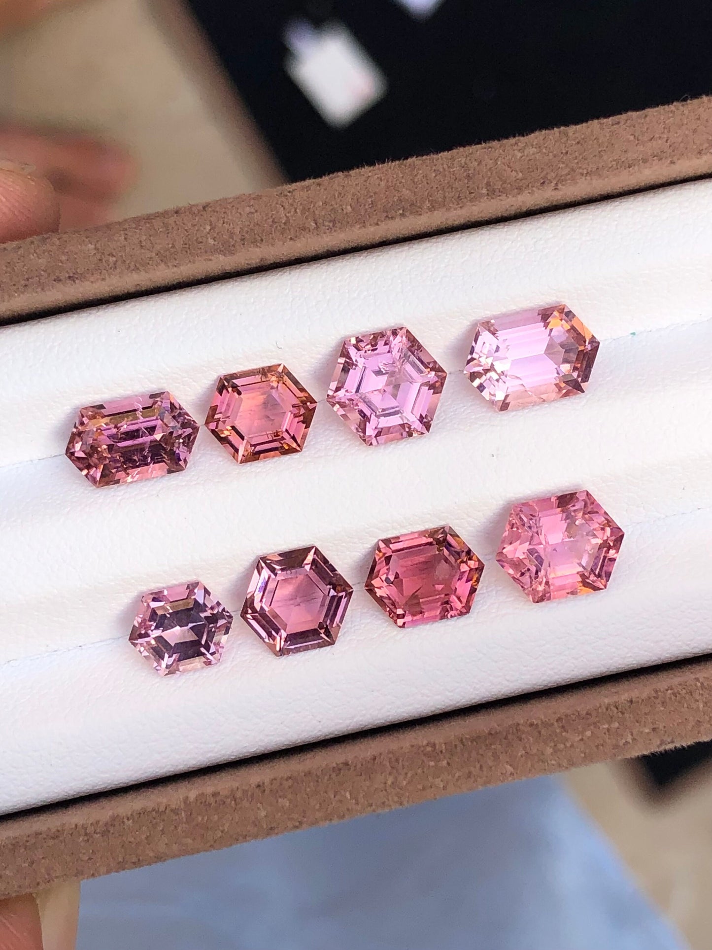 Pink hexagon shapes tourmaline lot 12.20 carats