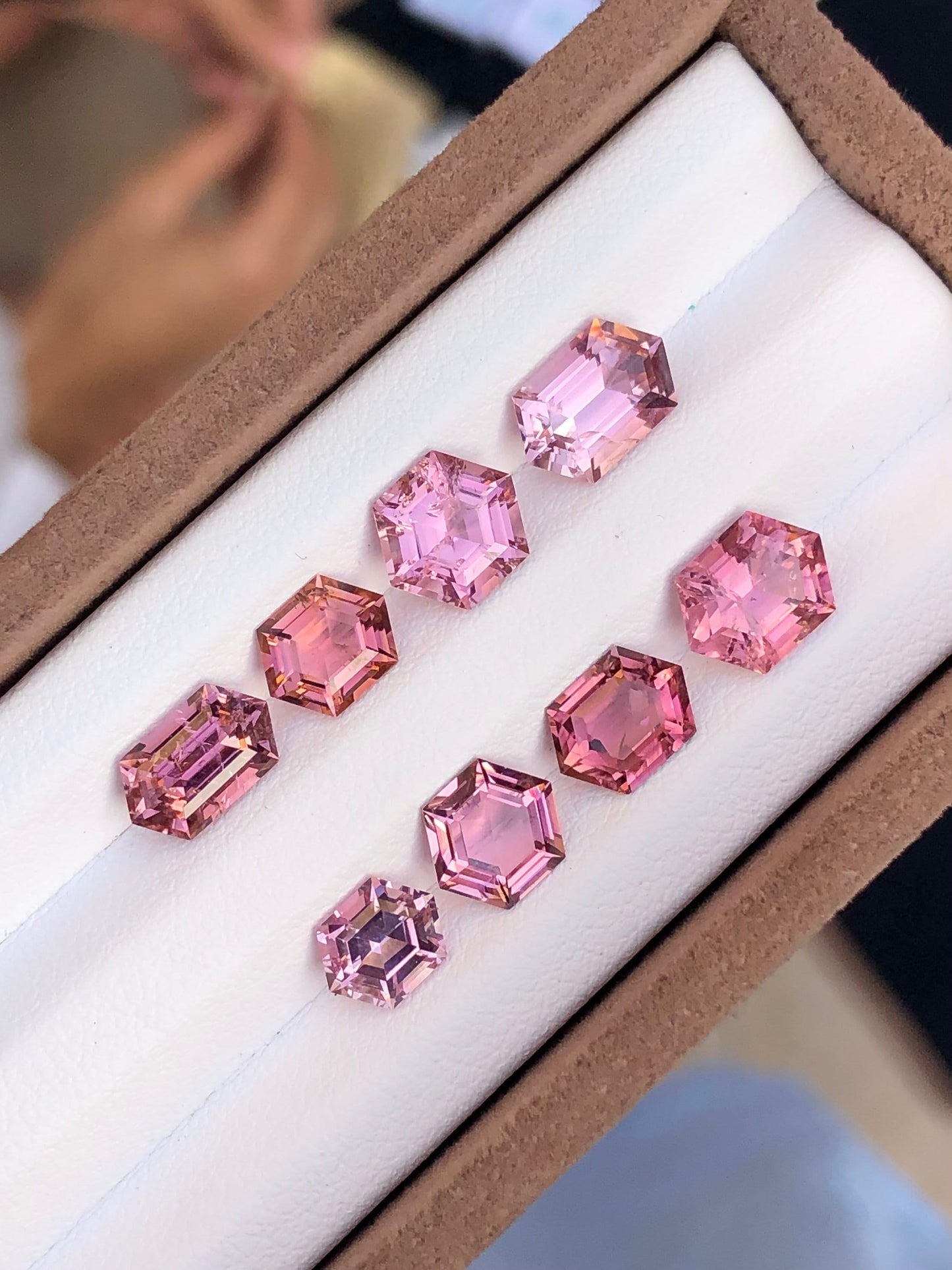 Pink hexagon shapes tourmaline lot 12.20 carats