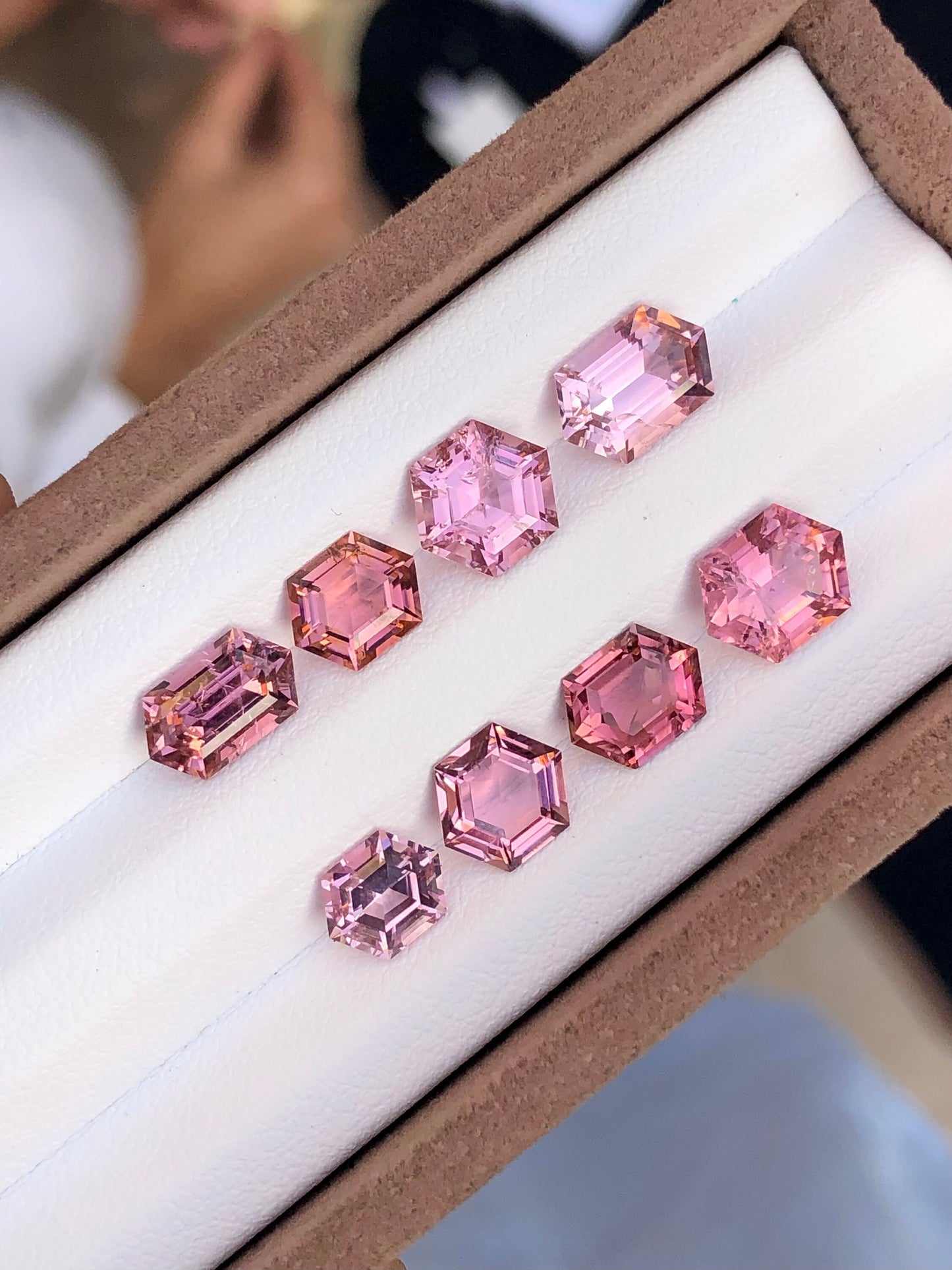 Pink hexagon shapes tourmaline lot 12.20 carats