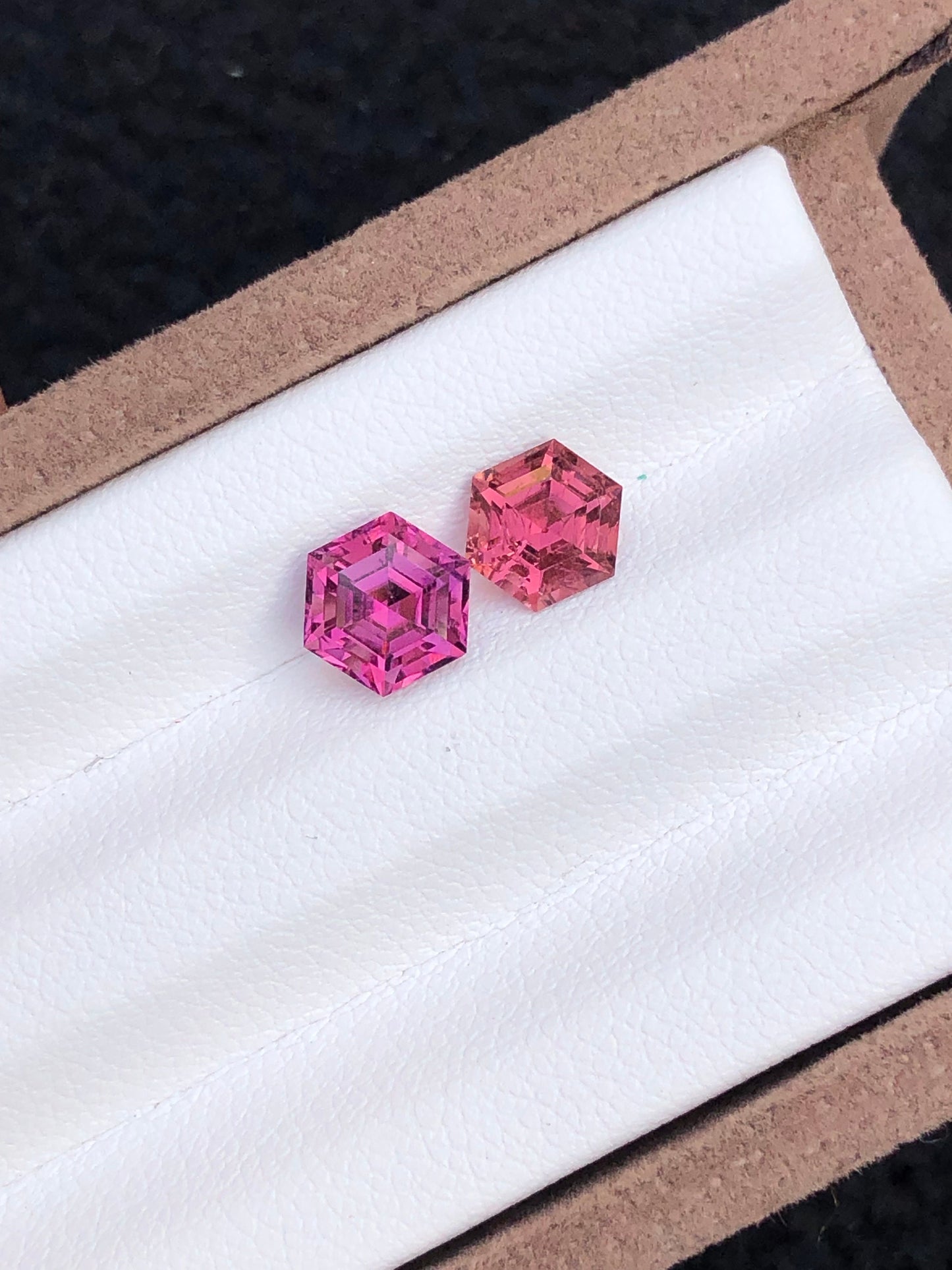 Pink tourmalines hexagon shapes 2.35 carats