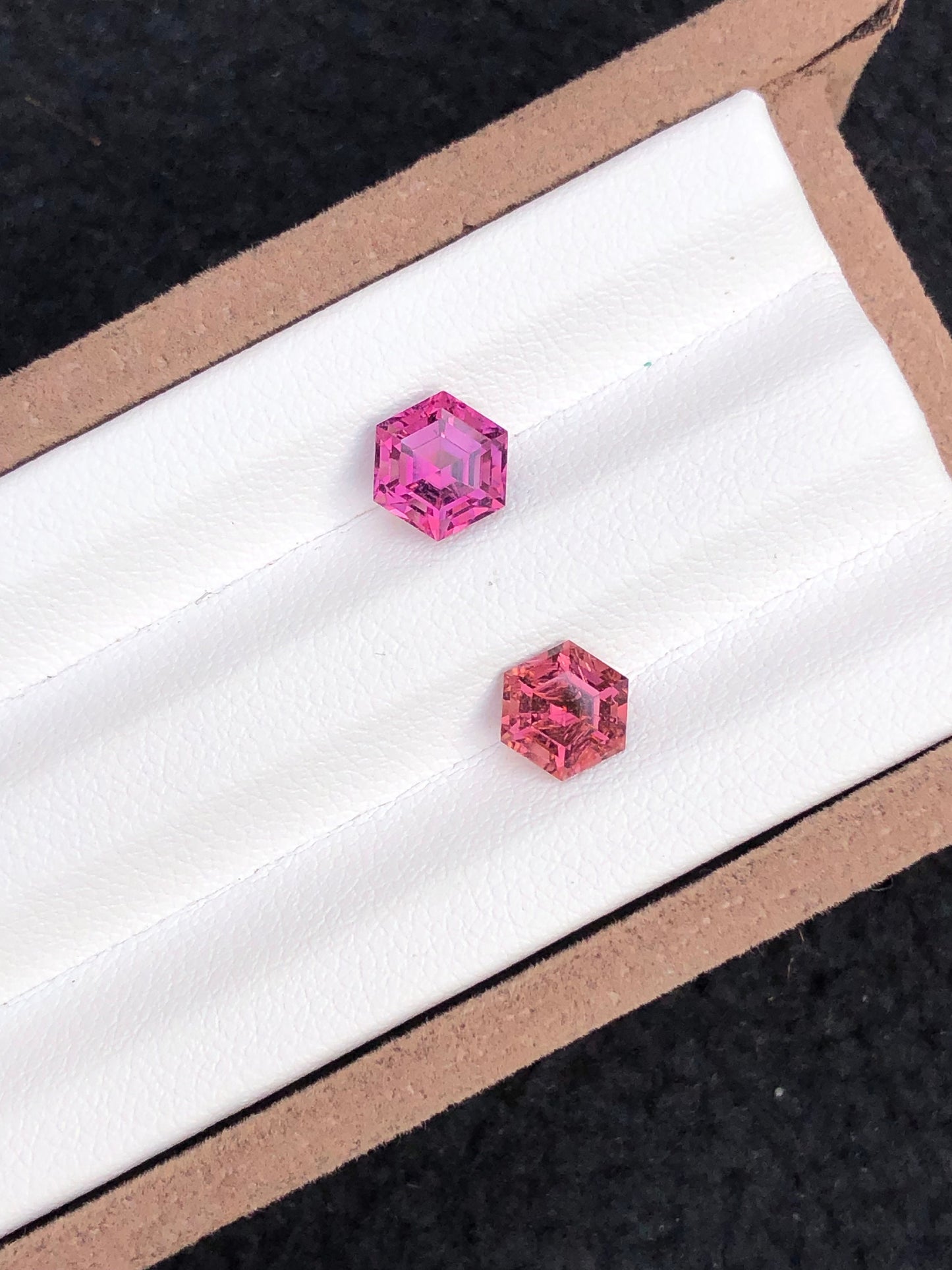 Pink tourmalines hexagon shapes 2.35 carats