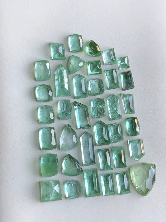 Mint green tourmaline rose cut lot 30.50 carats