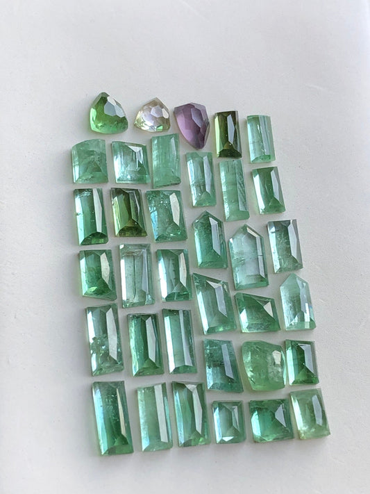 Green tourmaline rose cut lot 24.80 carats