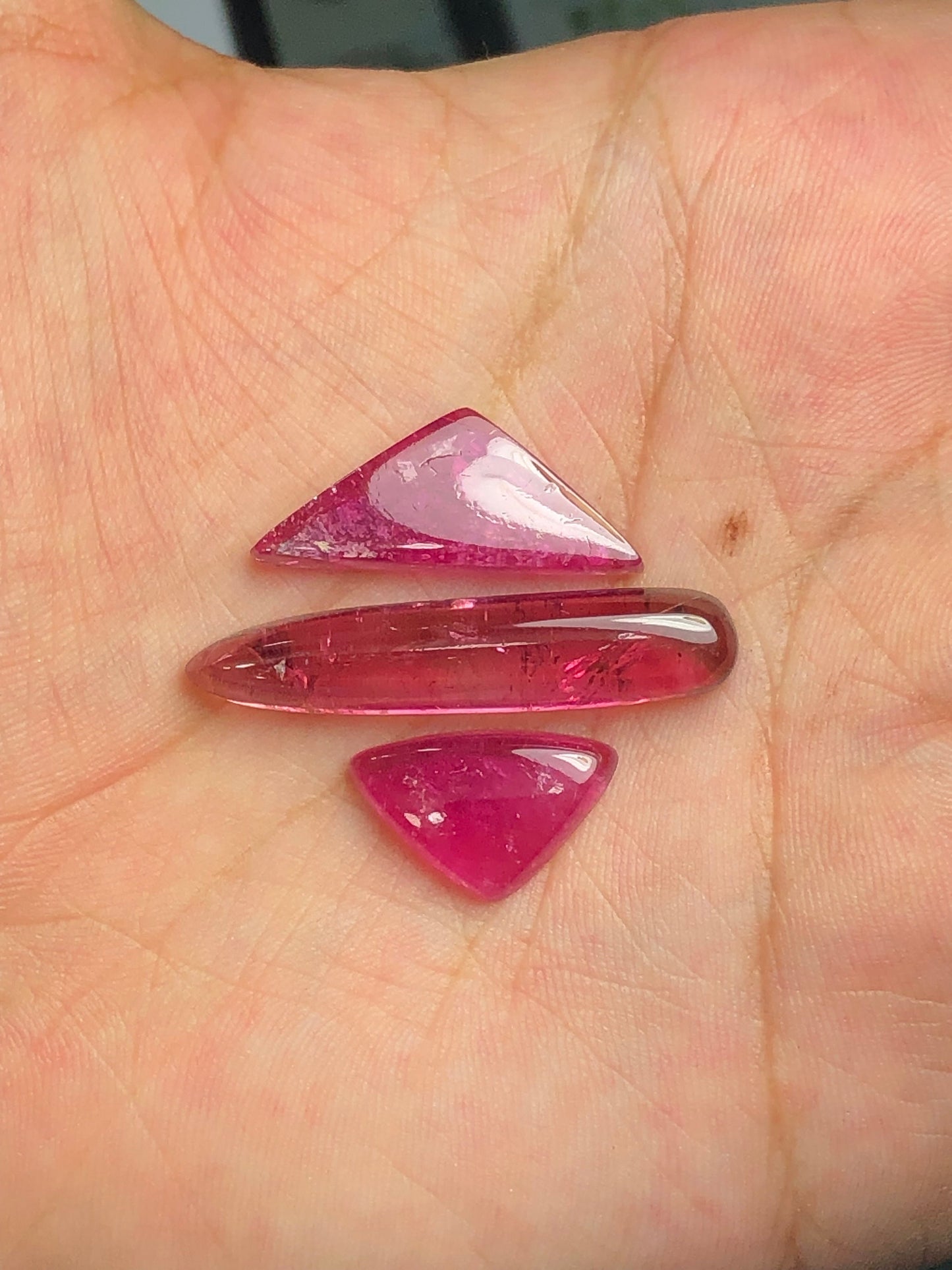 Hot pink tourmaline cabochon set perfect for pendant 30.30 carats