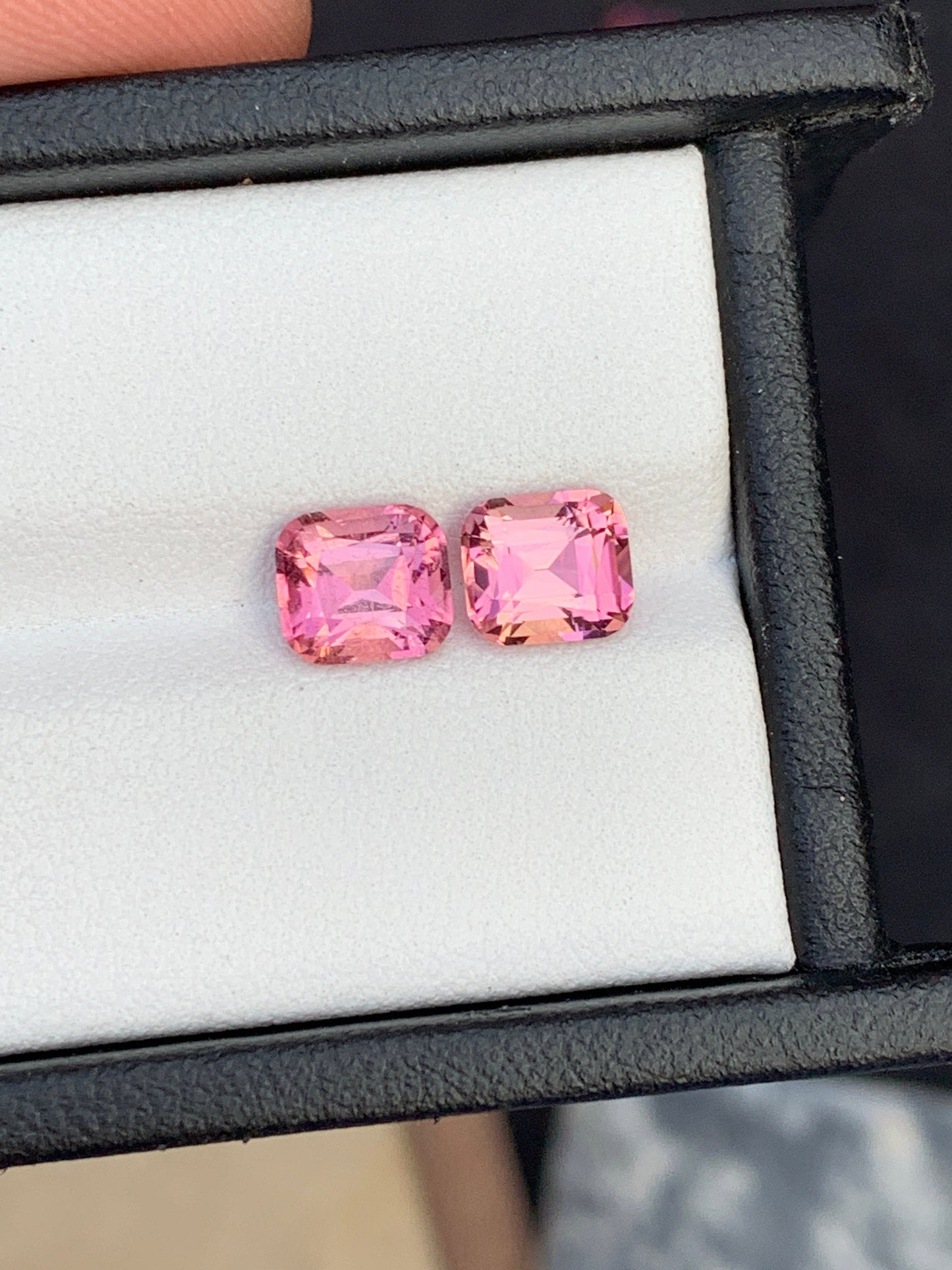 Vivid pink tourmalines almost a pair 2.65 carats