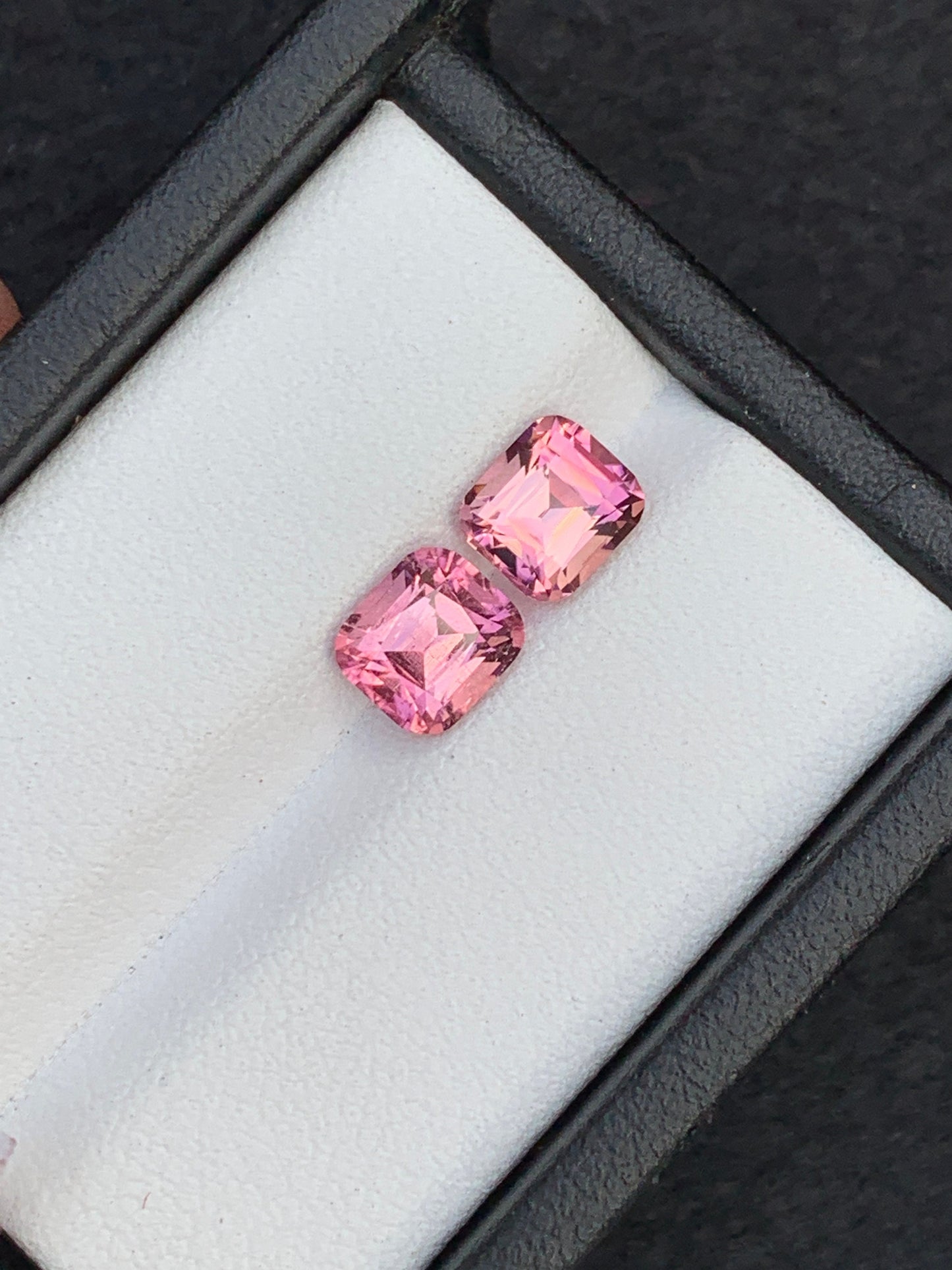 Vivid pink tourmalines almost a pair 2.65 carats