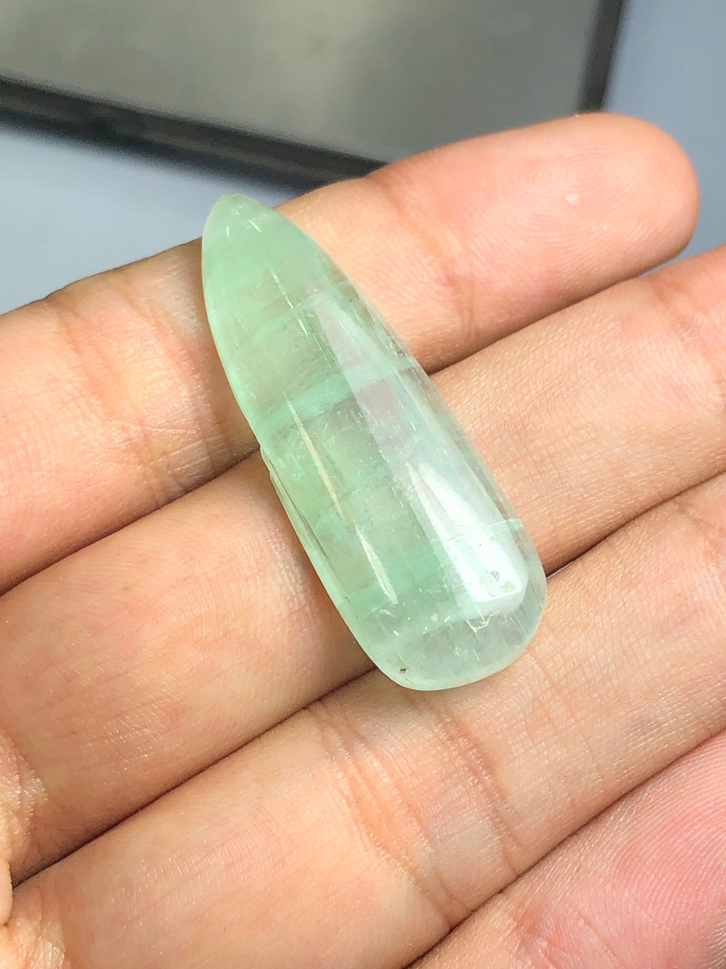 Fresh mint green tourmaline cabochon 28 carat