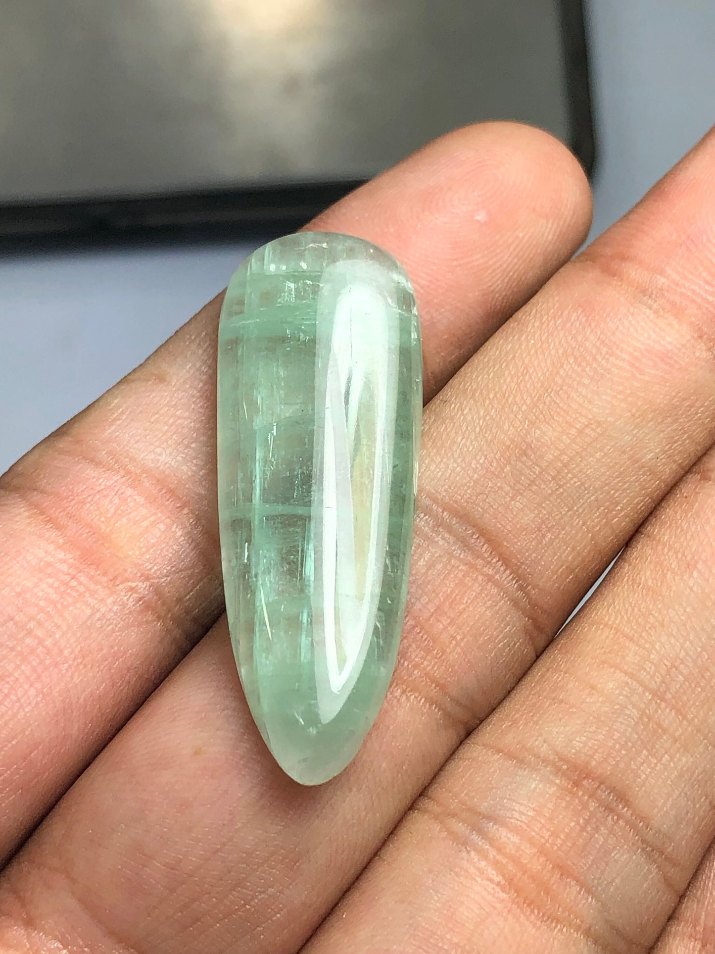 Fresh mint green tourmaline cabochon 28 carat