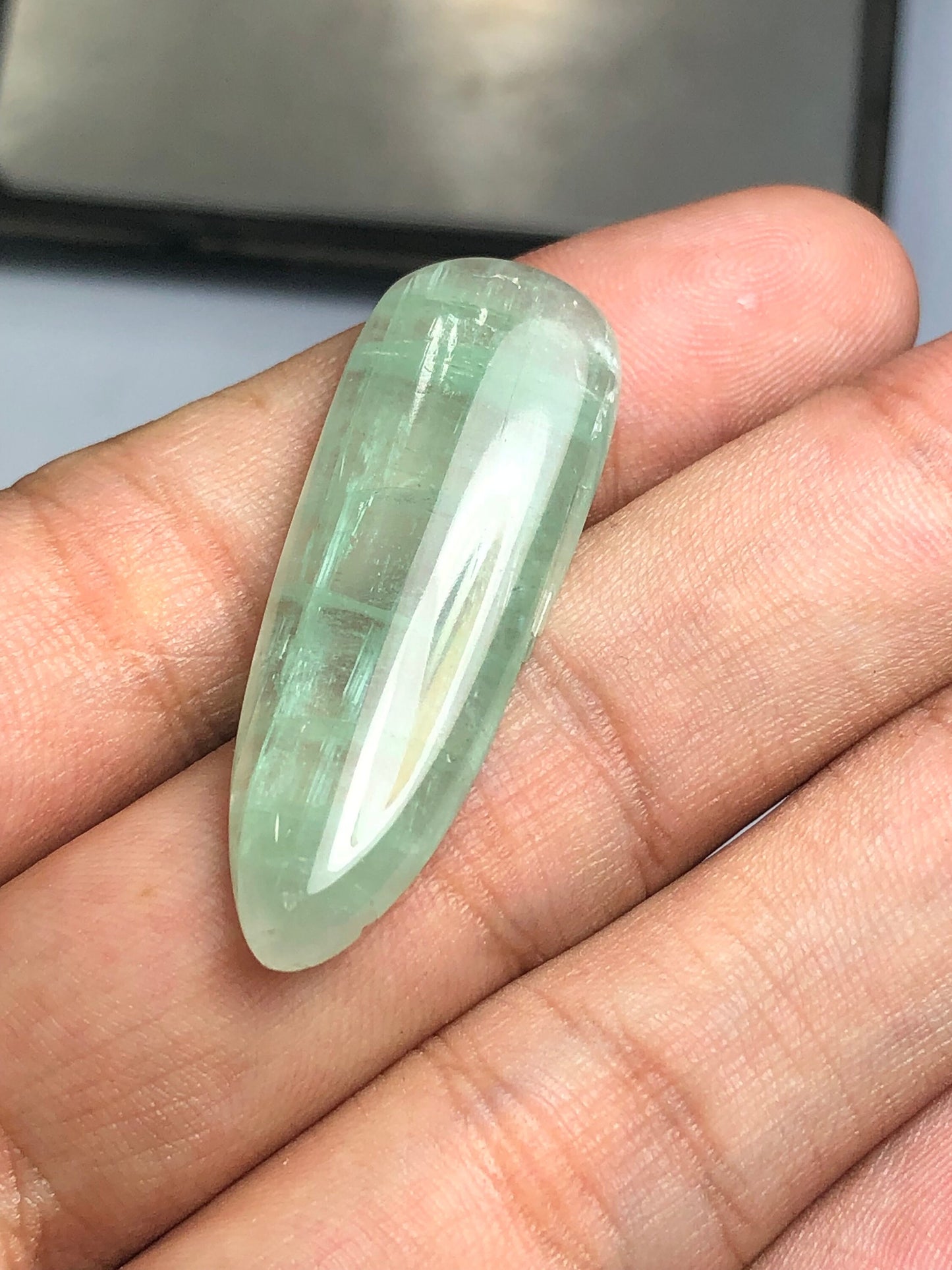 Fresh mint green tourmaline cabochon 28 carat