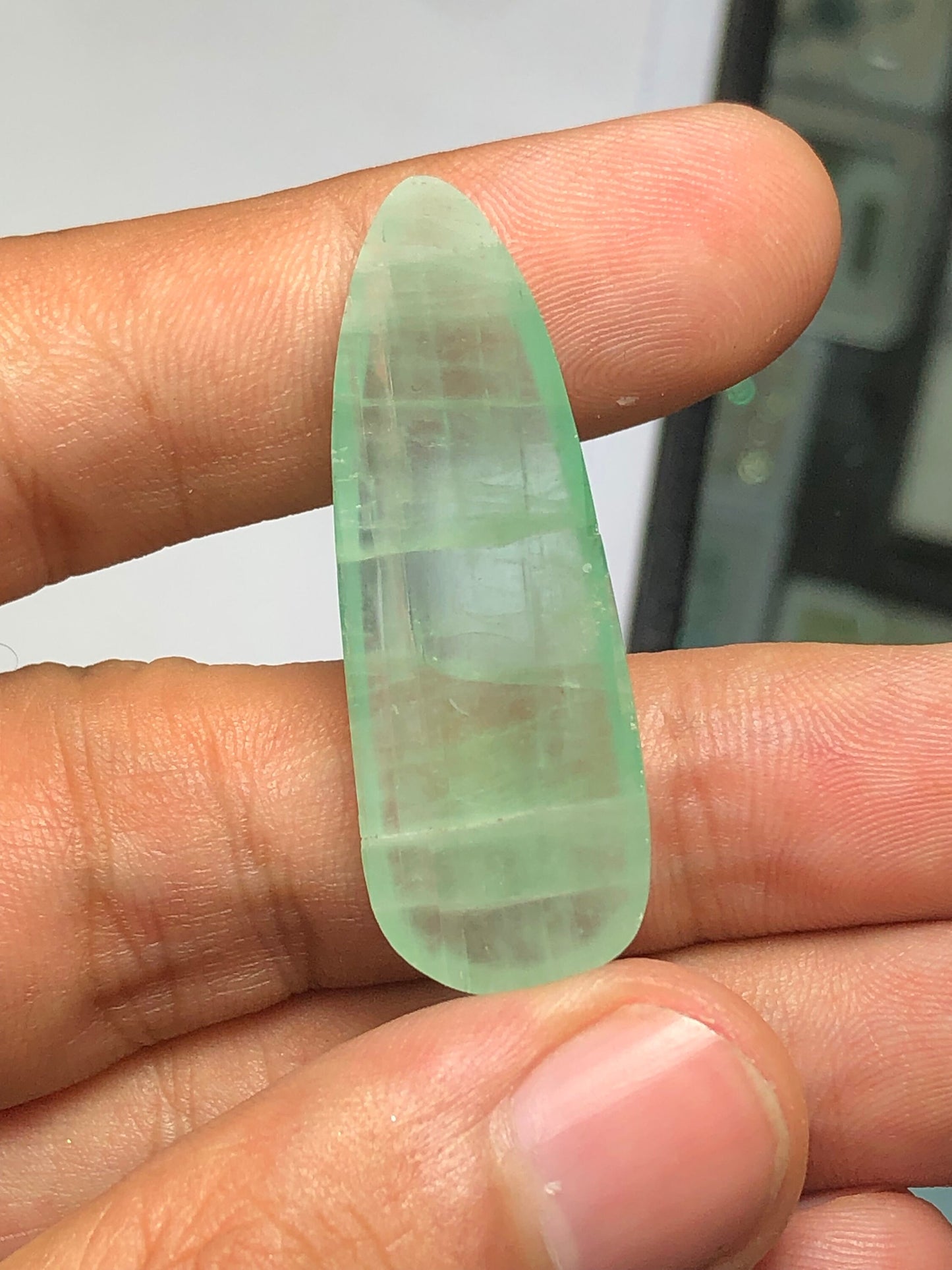 Fresh mint green tourmaline cabochon 28 carat