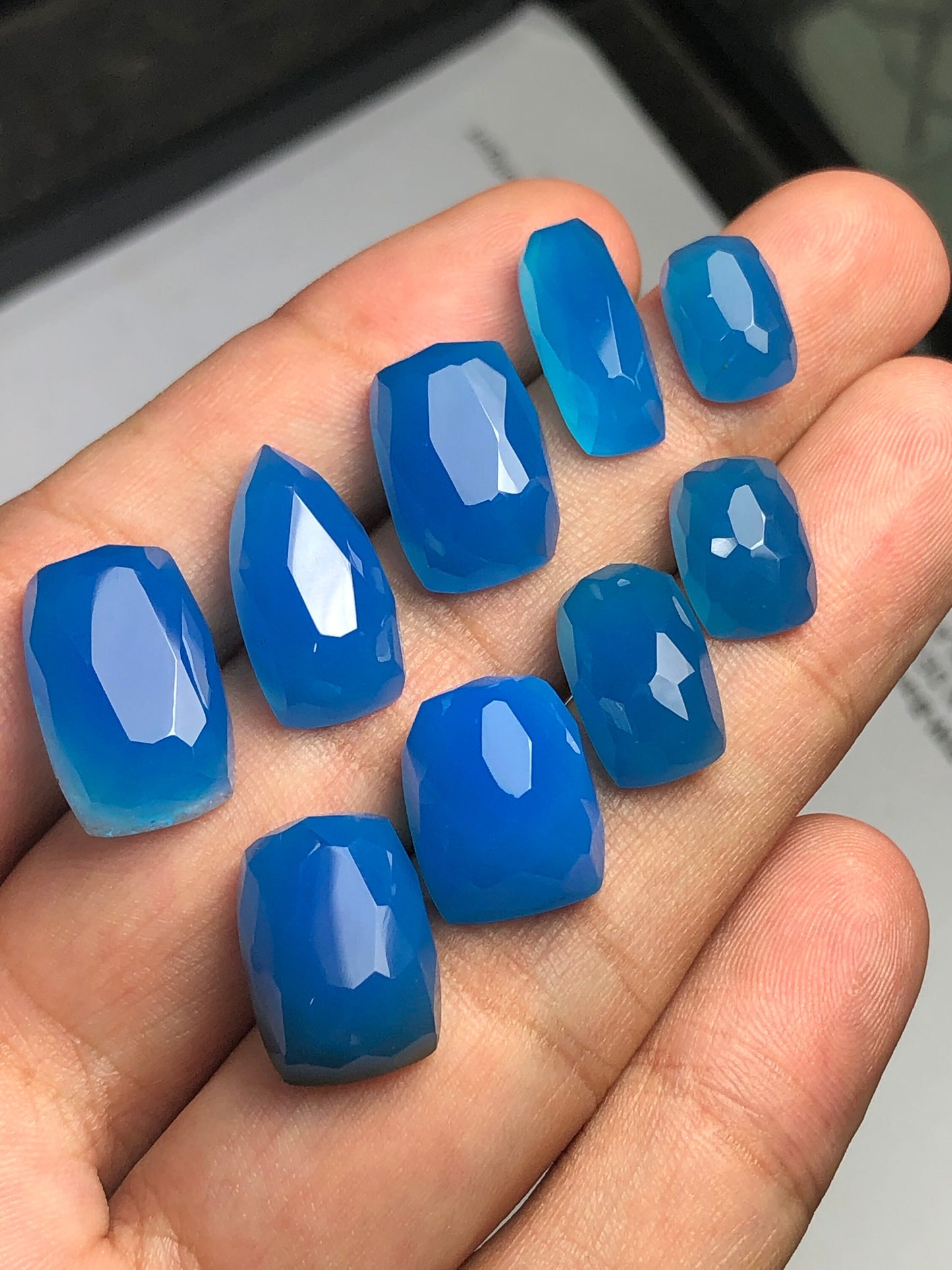 Blue agate rose cut lot 78 carats