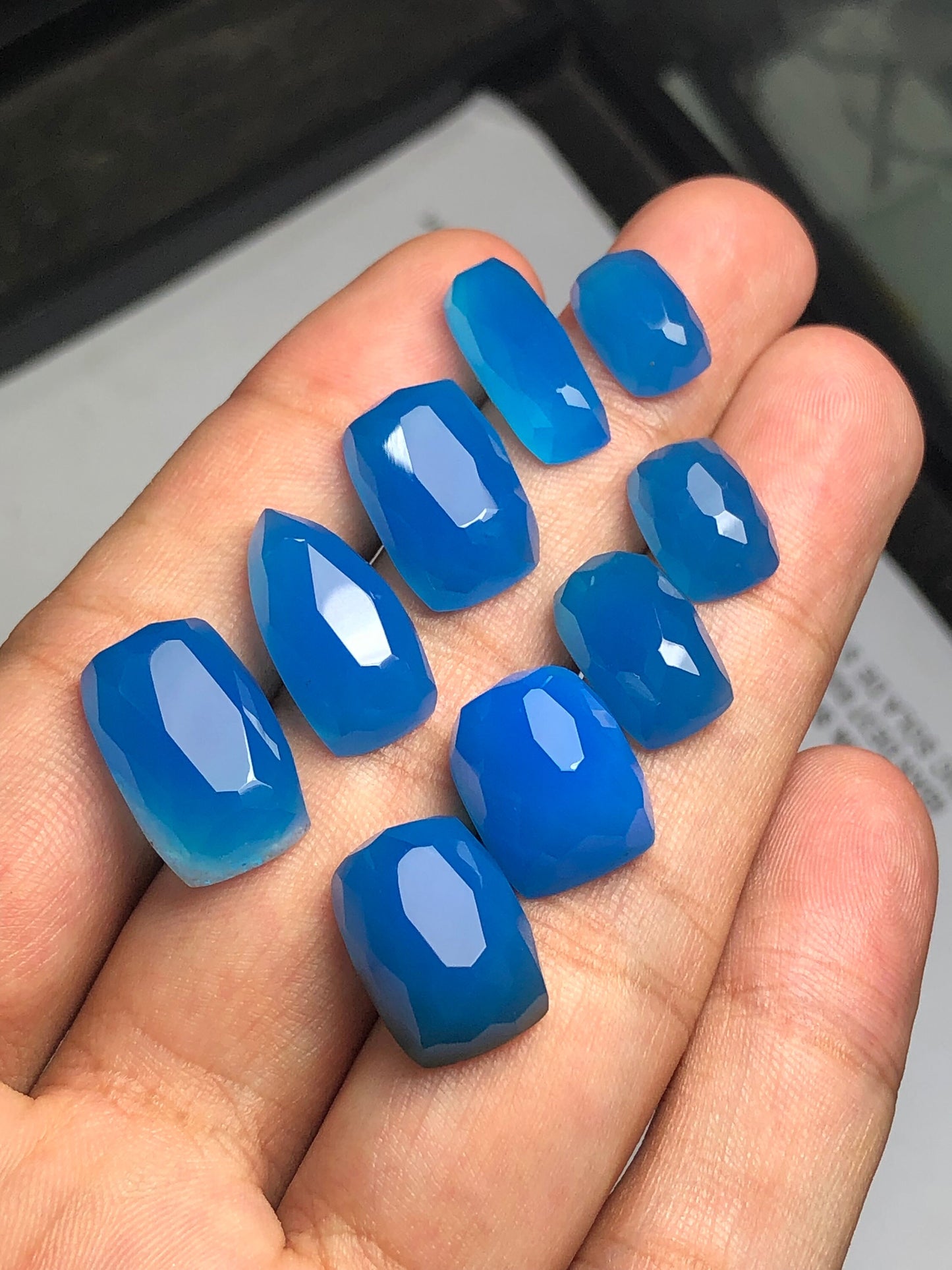 Blue agate rose cut lot 78 carats