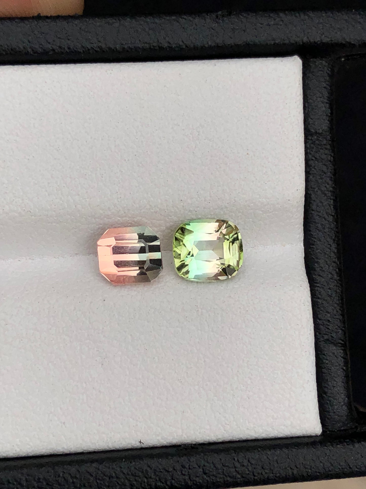 Unique bi colour tourmalines loop clean 1.95 carats