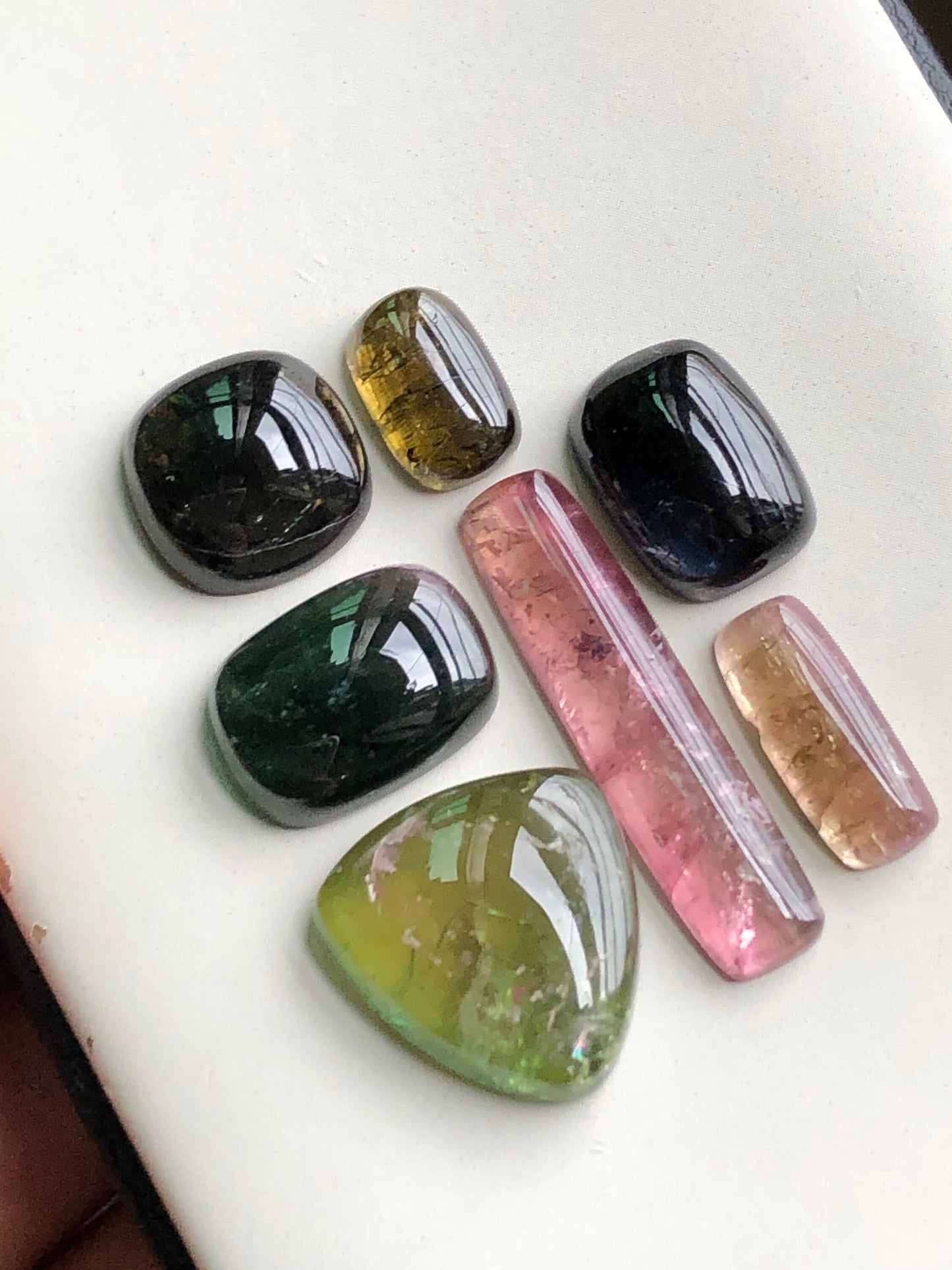 Multi tourmaline cabochon lot 42 carats flat back