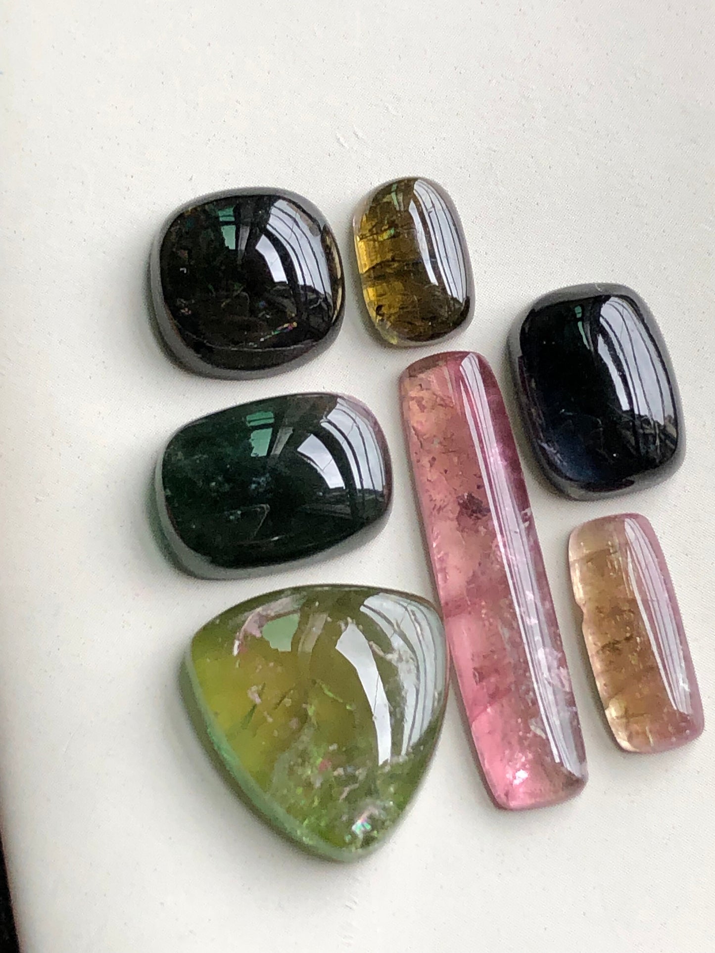 Multi tourmaline cabochon lot 42 carats flat back