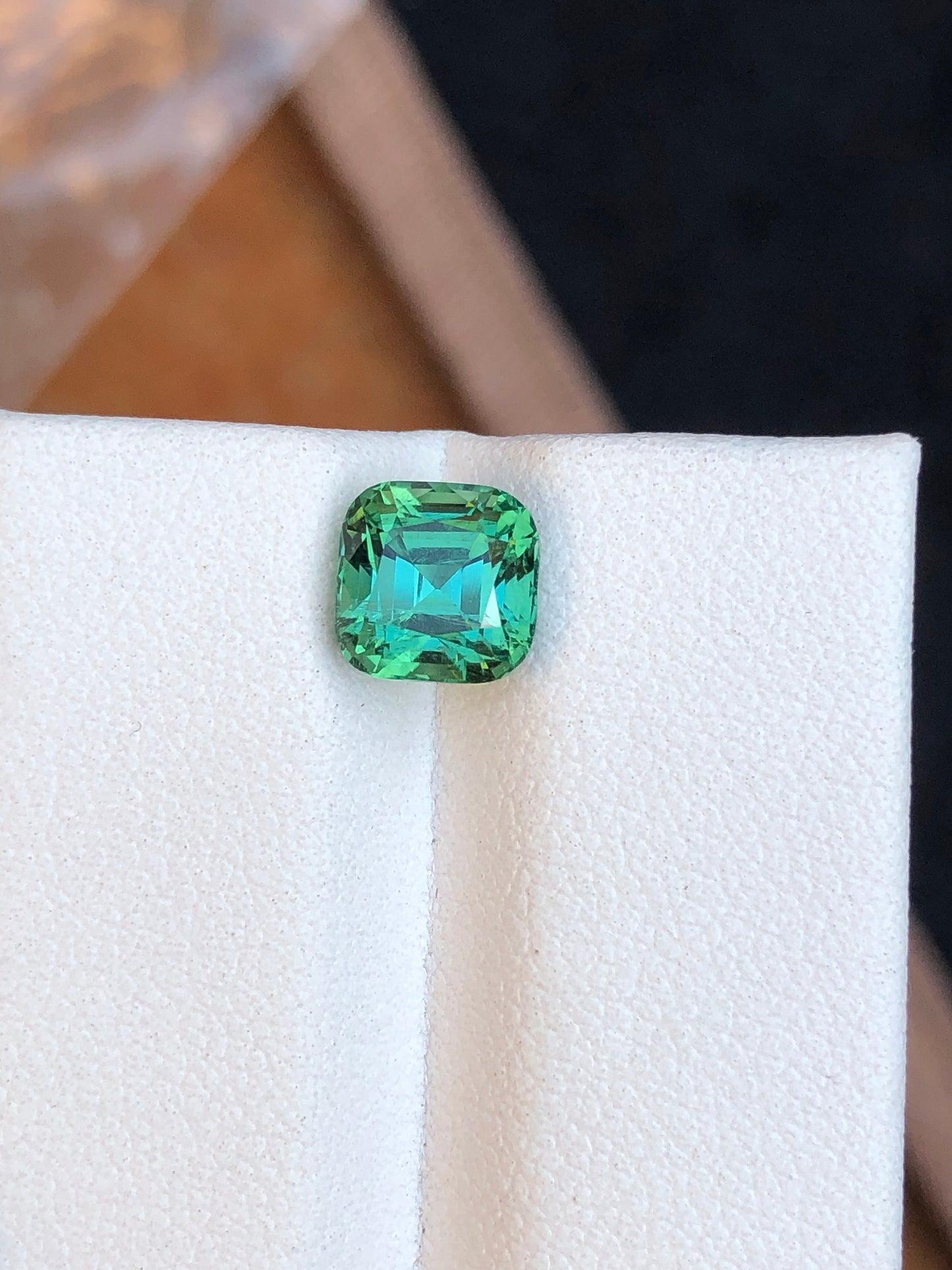 Bluish green tourmaline 2 carat