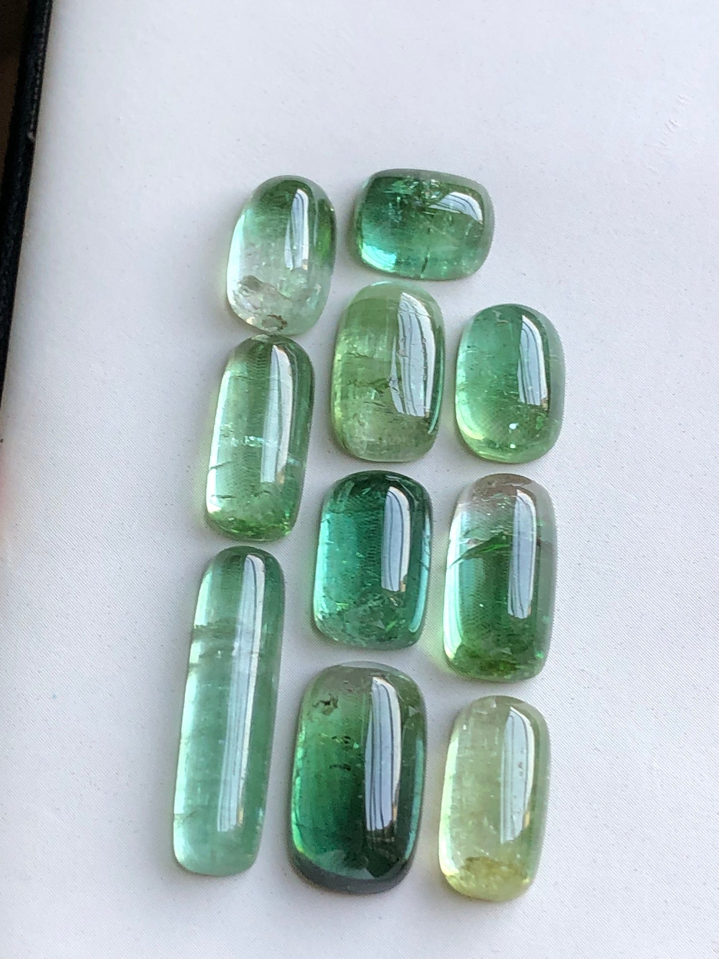 Bluish green tourmaline cabochons lot 36 carats