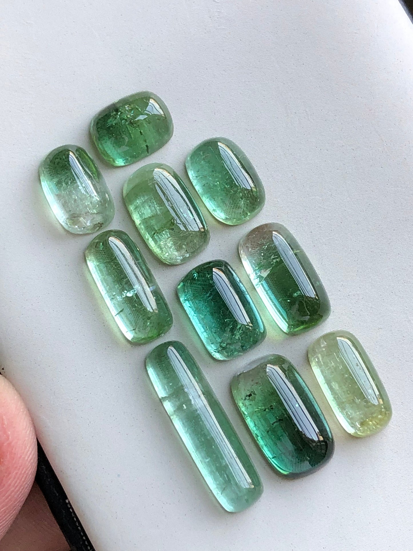 Bluish green tourmaline cabochons lot 36 carats