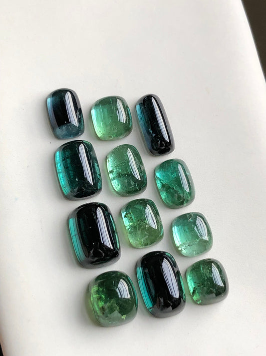 Natural bluish green tourmaline cabochons lot 38.30 carats