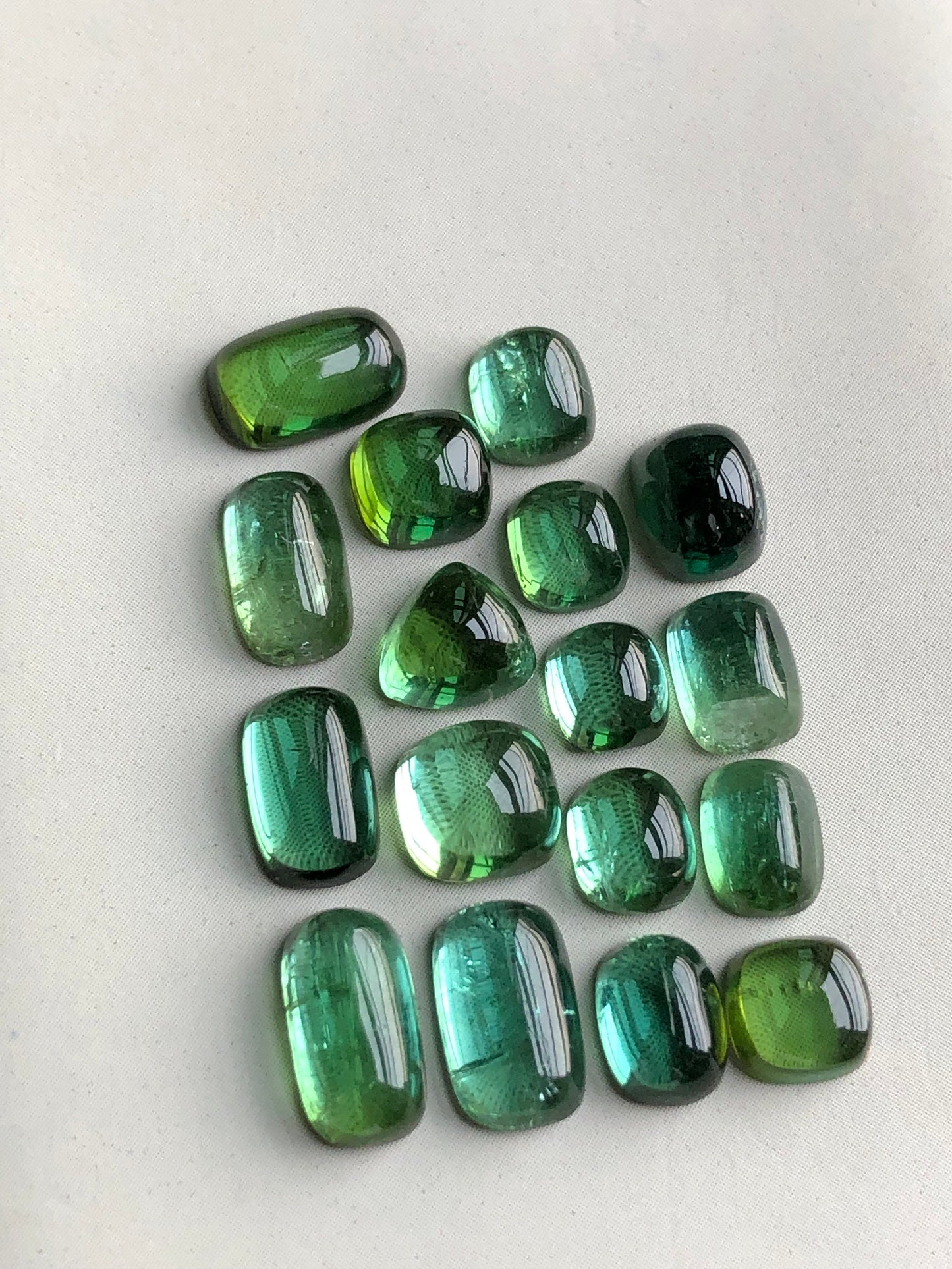 Natural bluish green tourmaline cabochons lot 21.40 carats