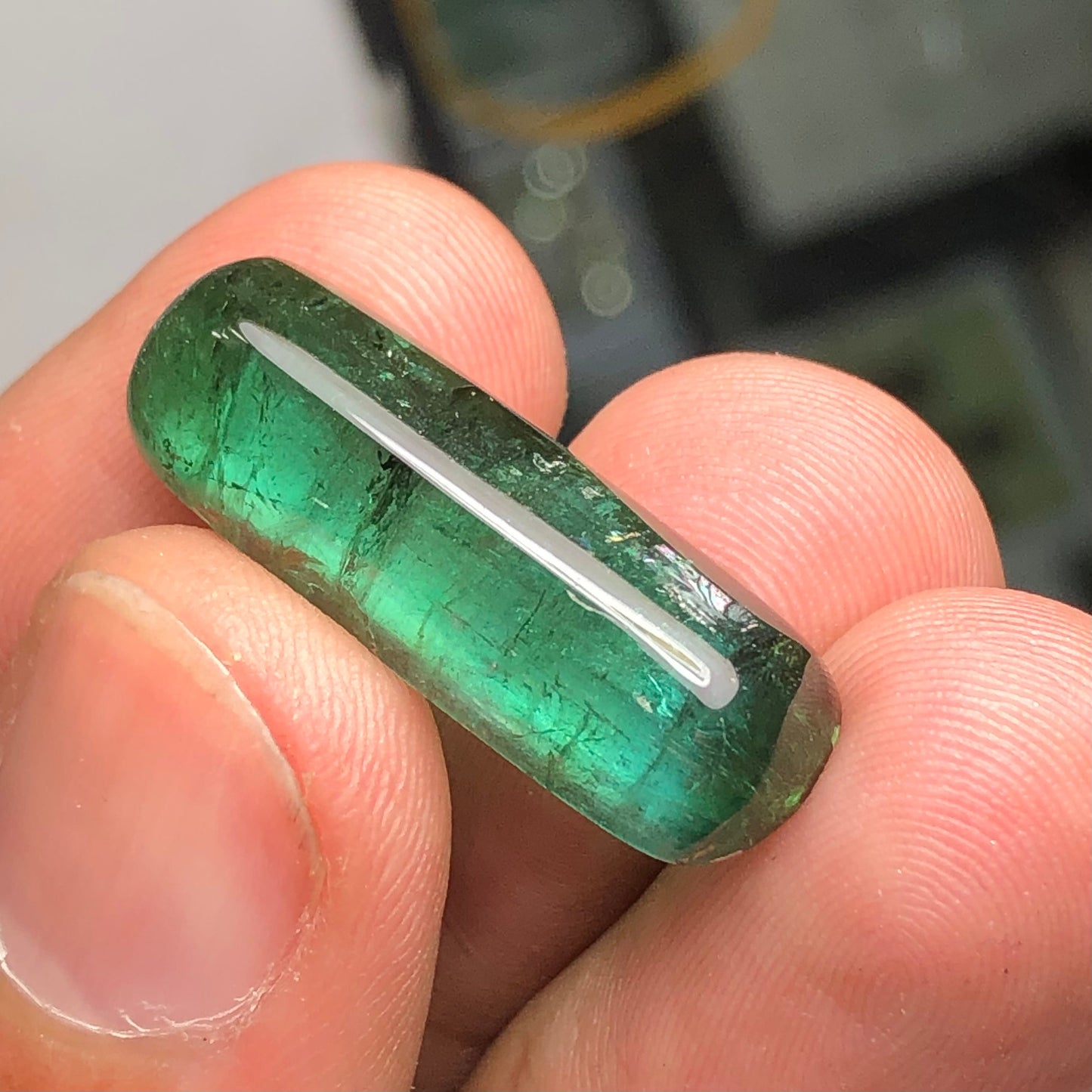 Green tourmaline cabochon 16 carat natural