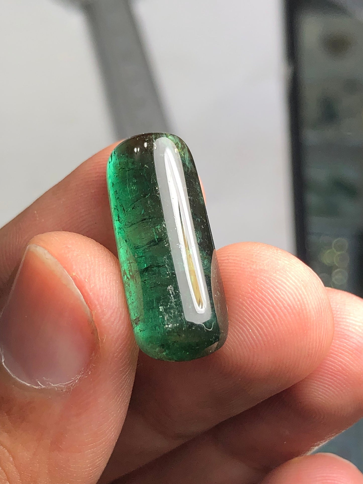 Green tourmaline cabochon 17 carat natural