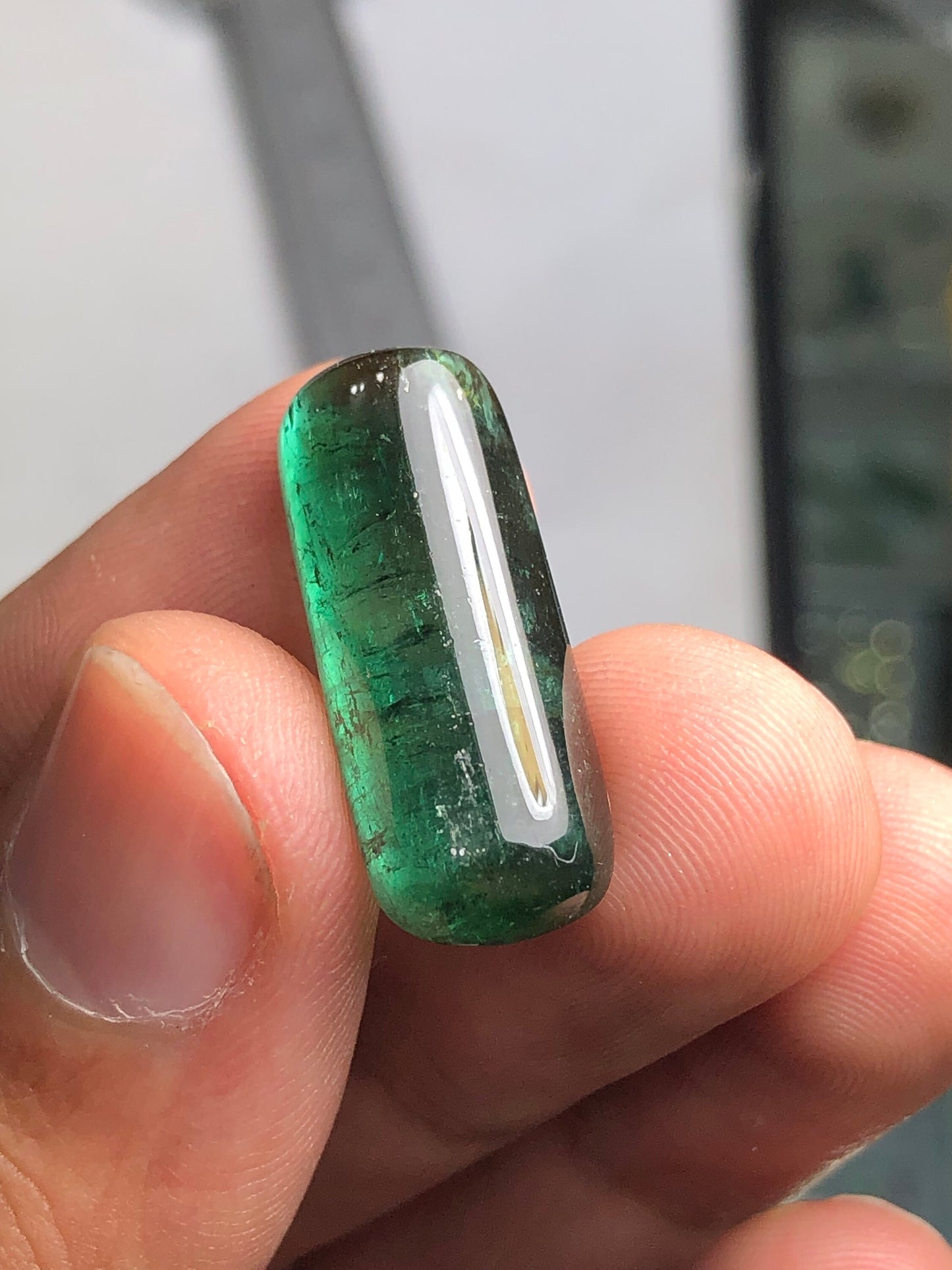 Green tourmaline cabochon 17 carat natural