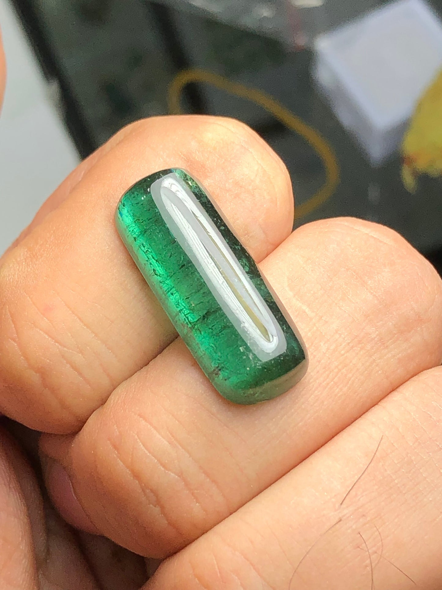 Green tourmaline cabochon 17 carat natural