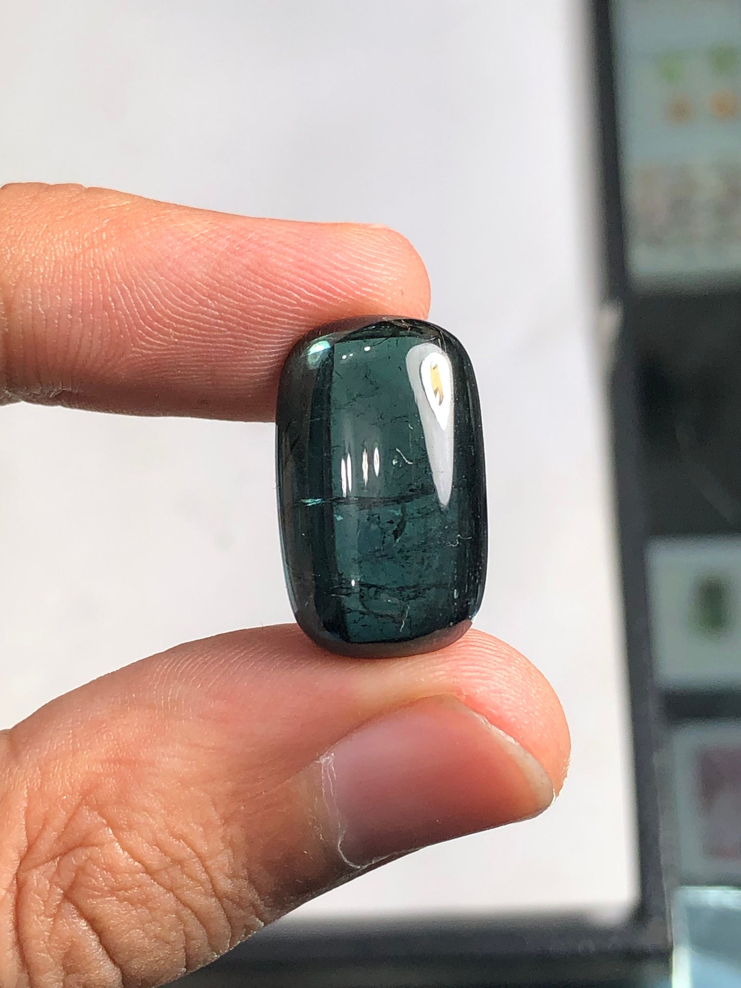 Dark blue tourmaline cabochon 18.50 carat