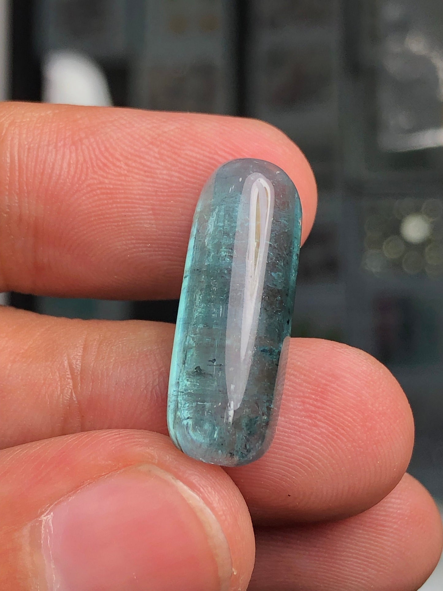 Blue tourmaline cabochon 14.60 carat