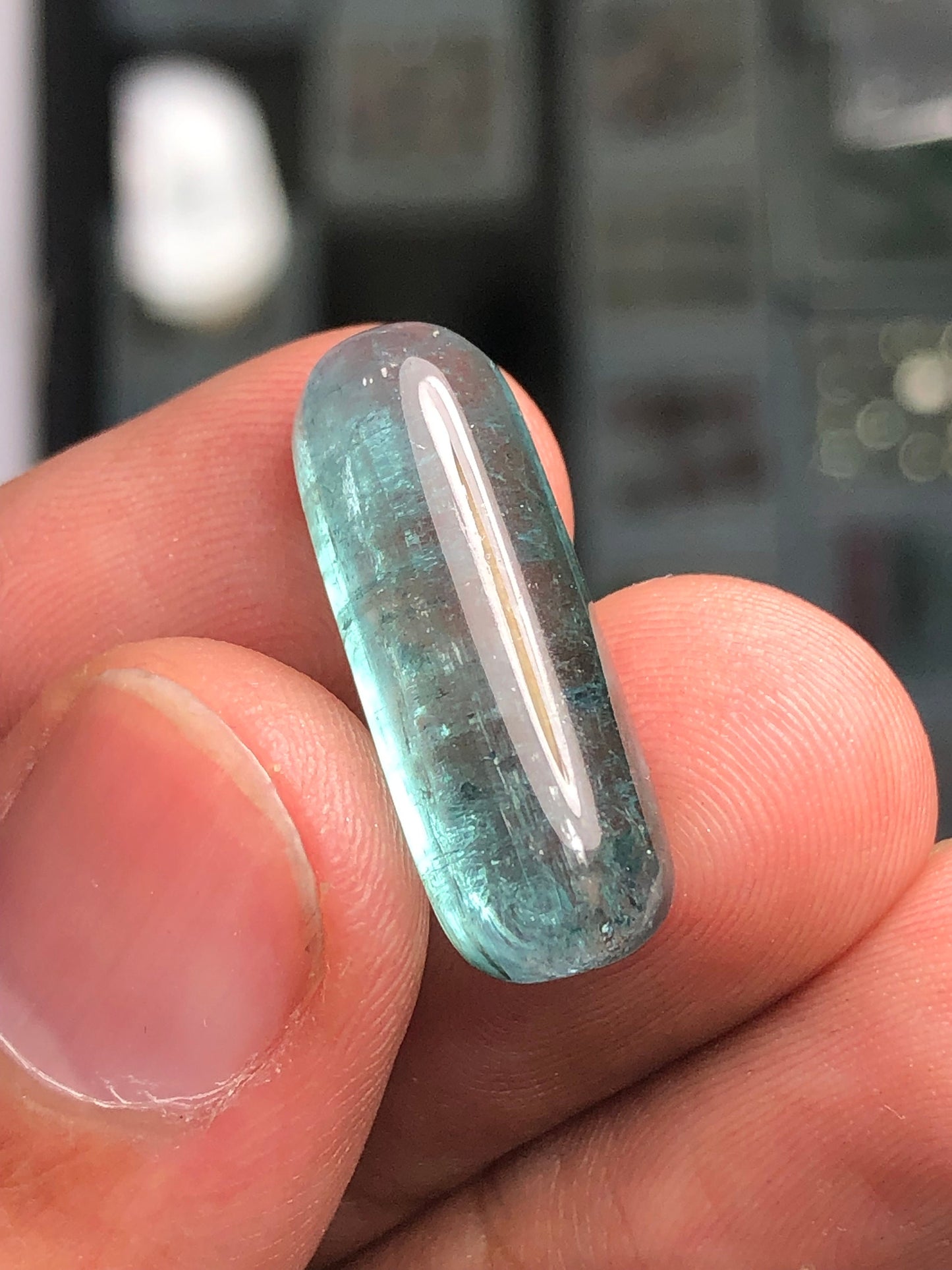 Blue tourmaline cabochon 14.60 carat