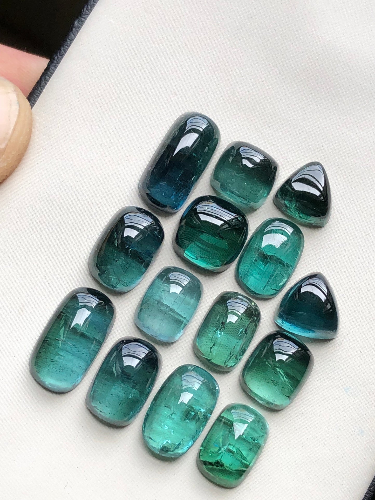 Natural blue tourmaline cabochons lot 45.50 carats