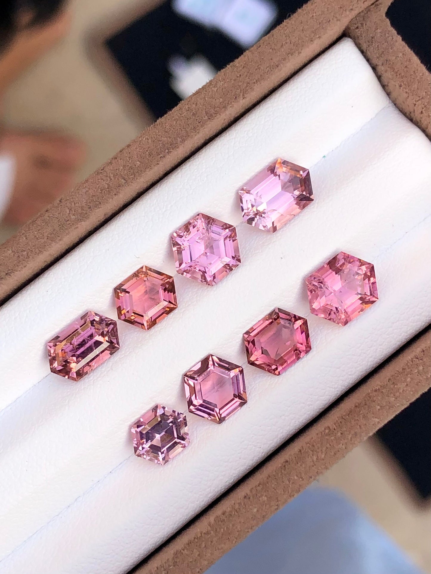 Pink hexagon shapes tourmaline lot 12.20 carats