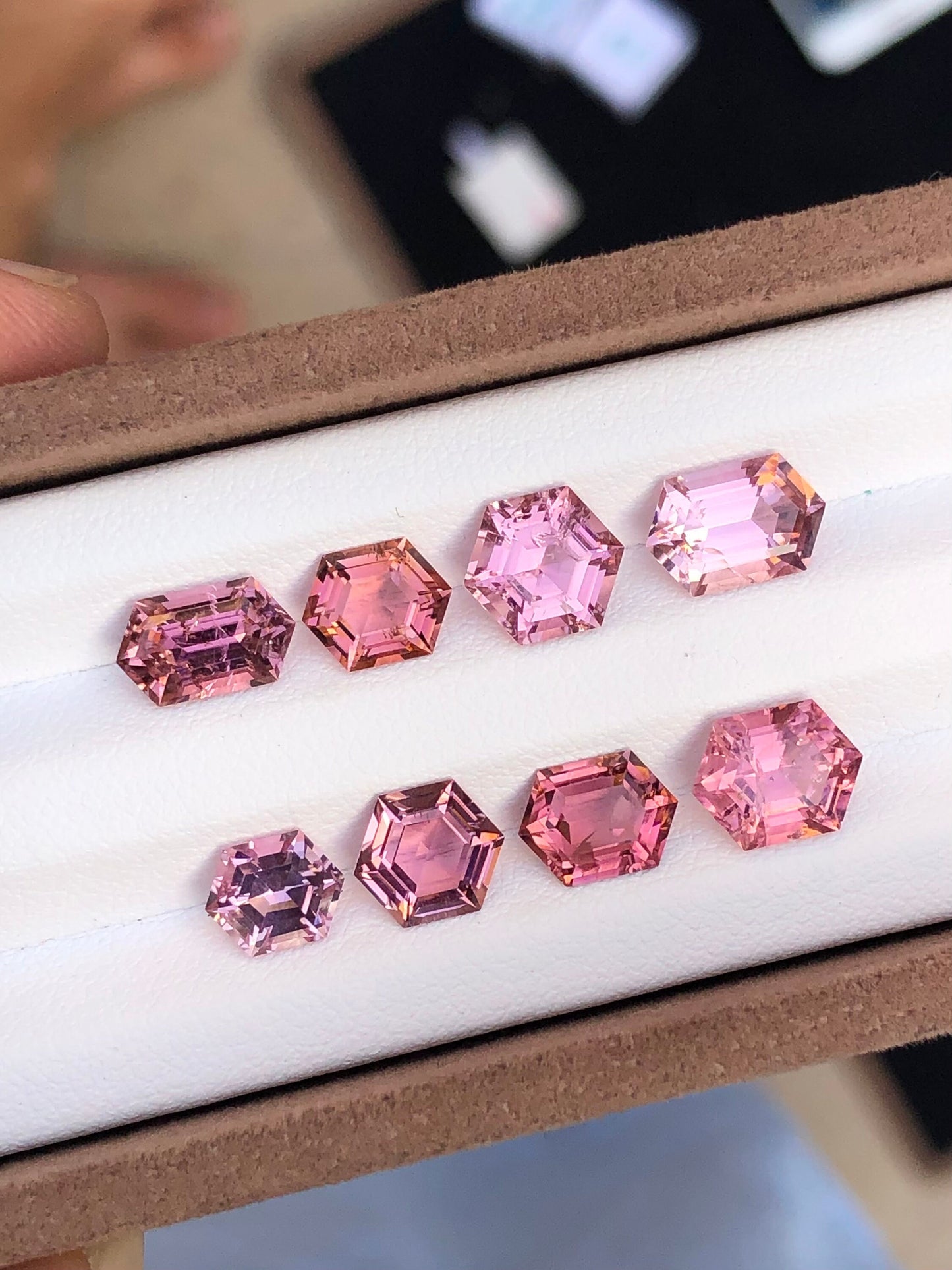 Pink hexagon shapes tourmaline lot 12.20 carats