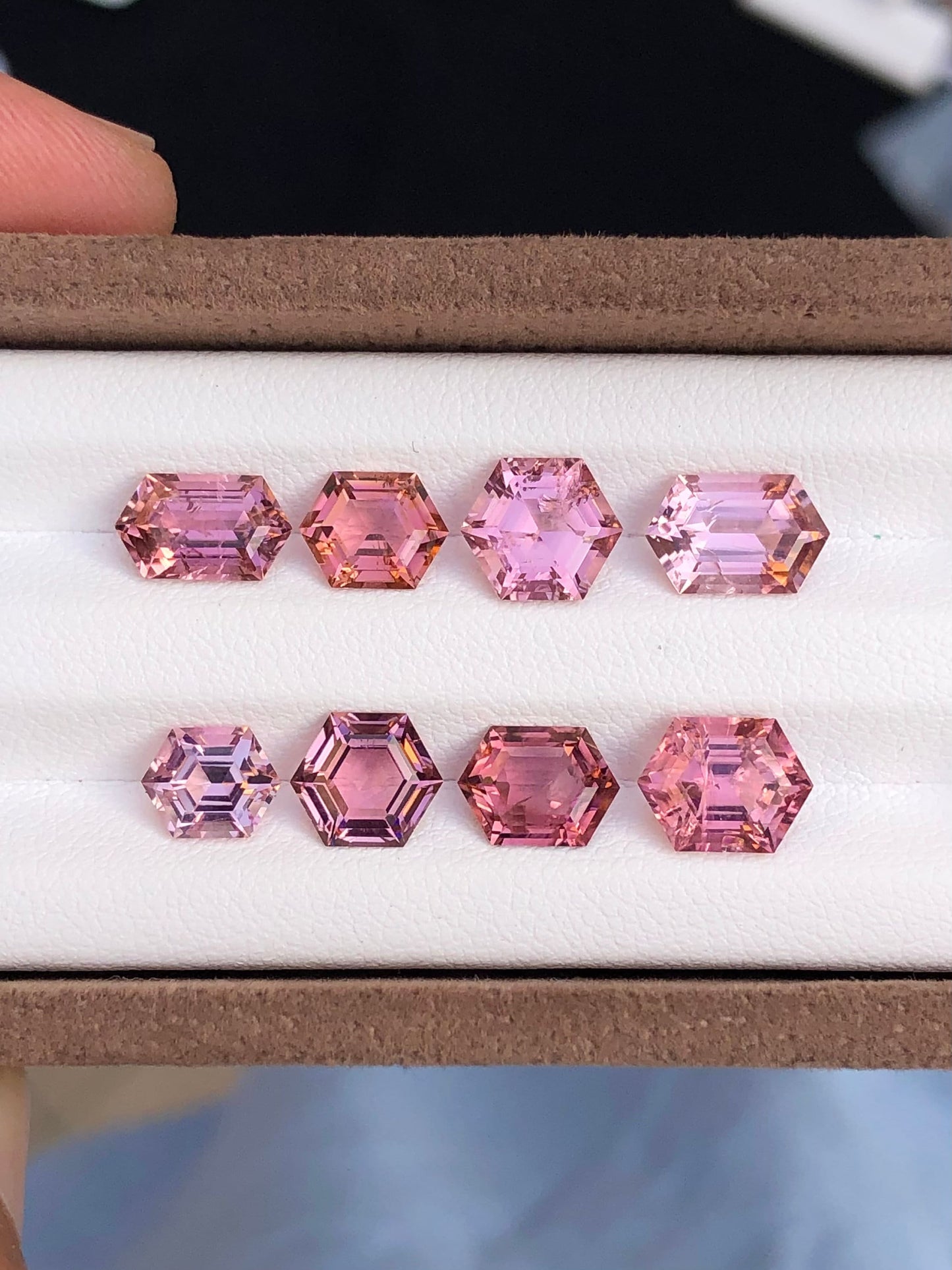 Pink hexagon shapes tourmaline lot 12.20 carats