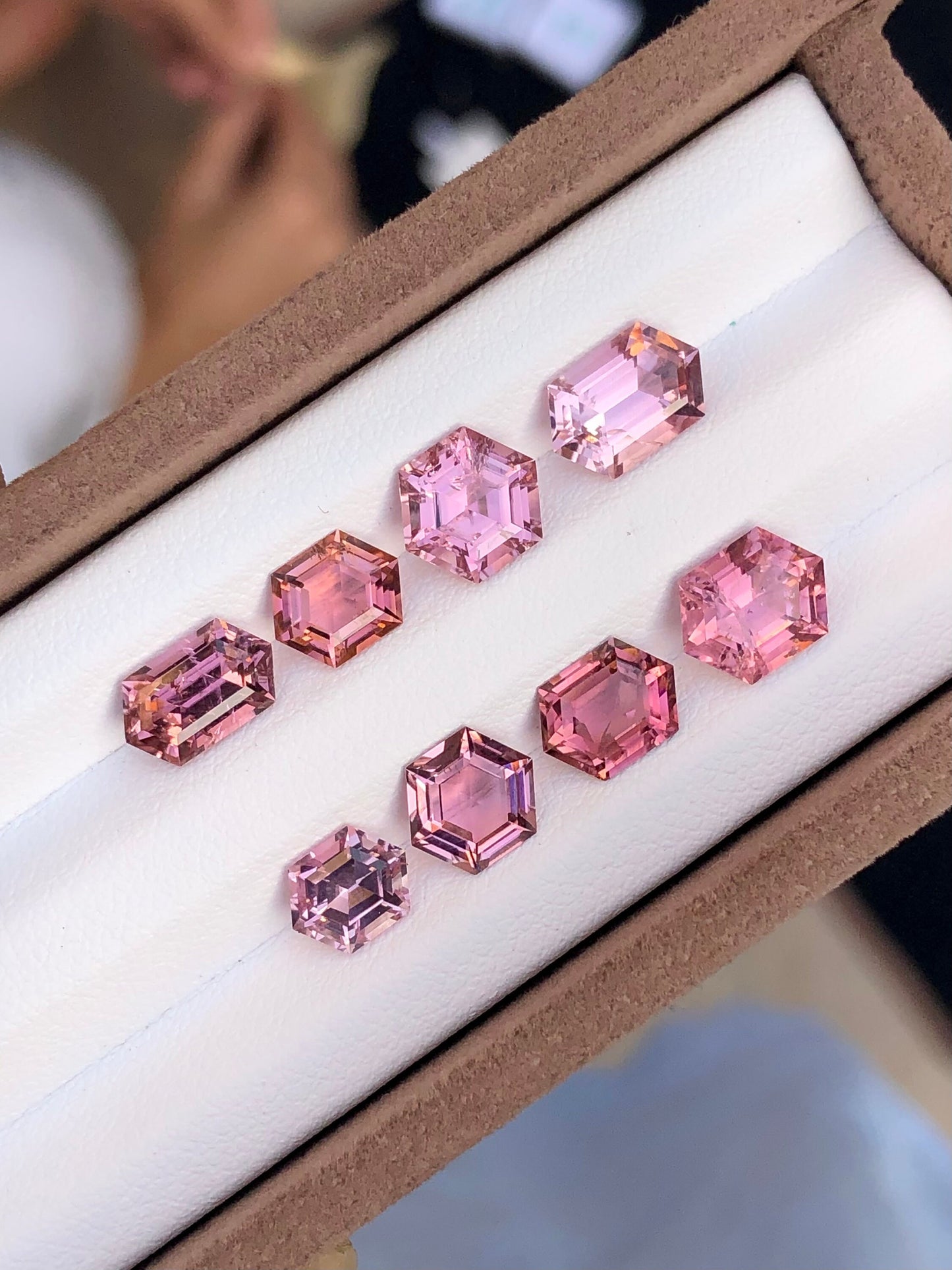 Pink hexagon shapes tourmaline lot 12.20 carats