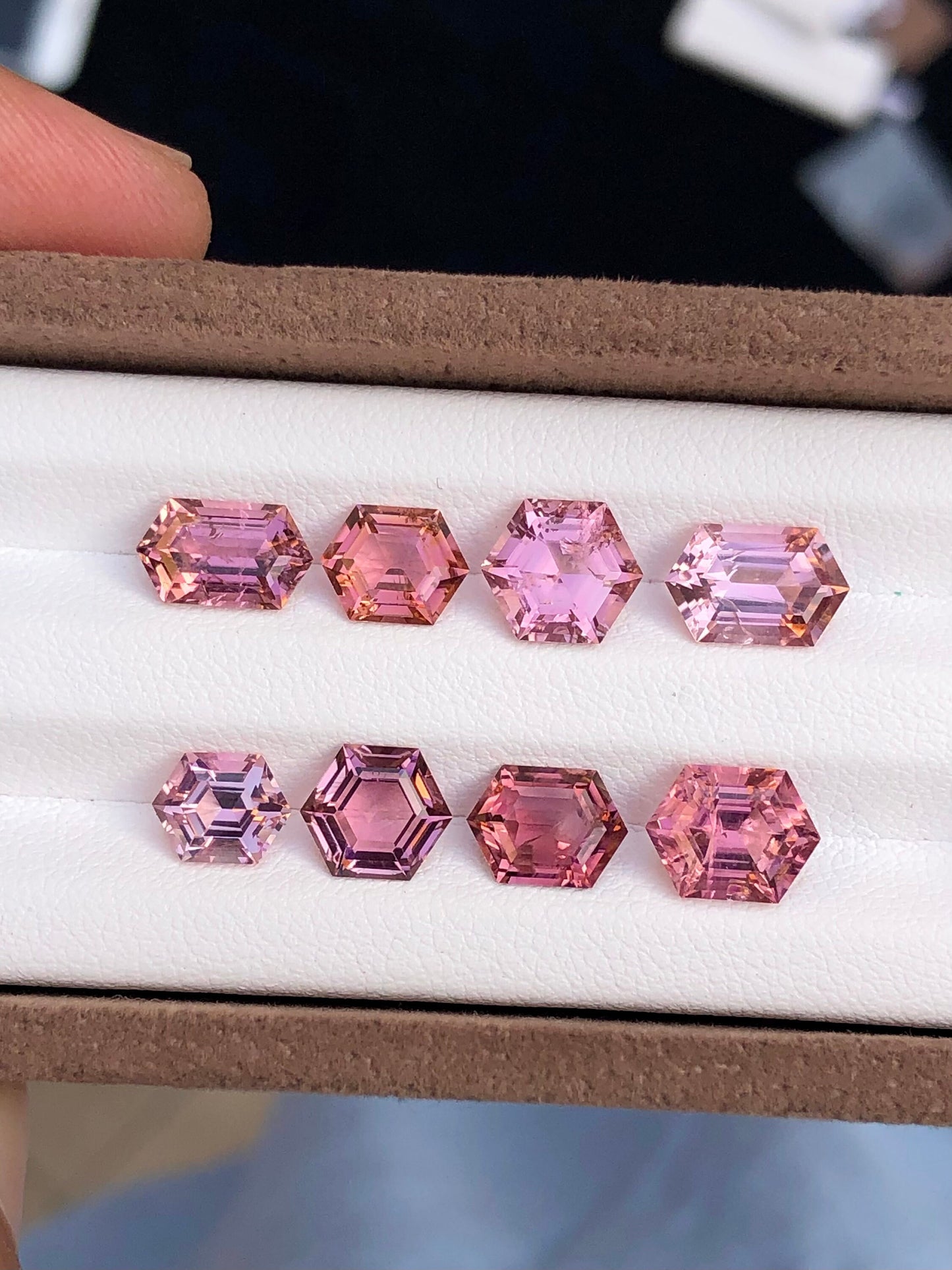 Pink hexagon shapes tourmaline lot 12.20 carats