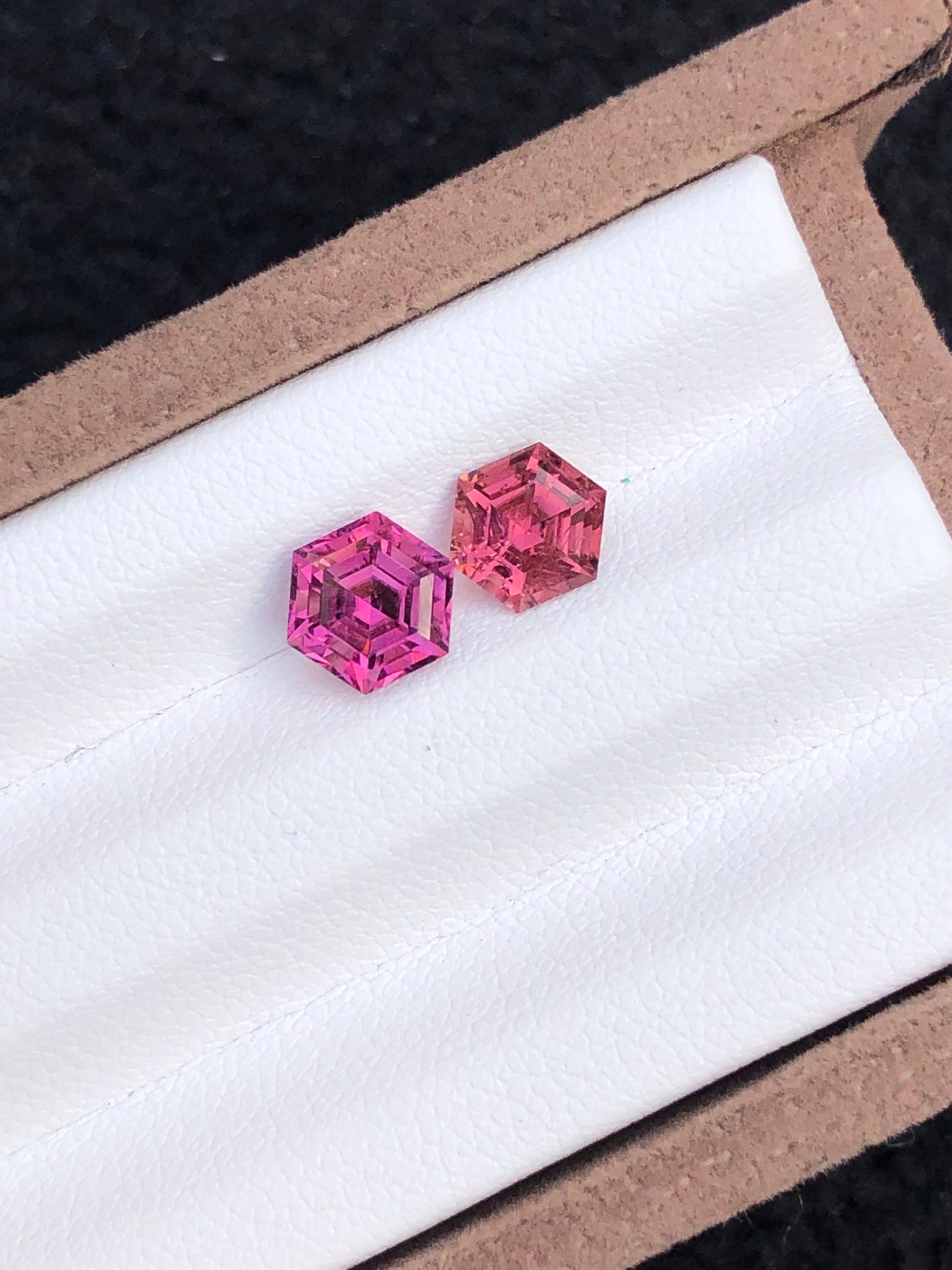 Pink tourmalines hexagon shapes 2.35 carats