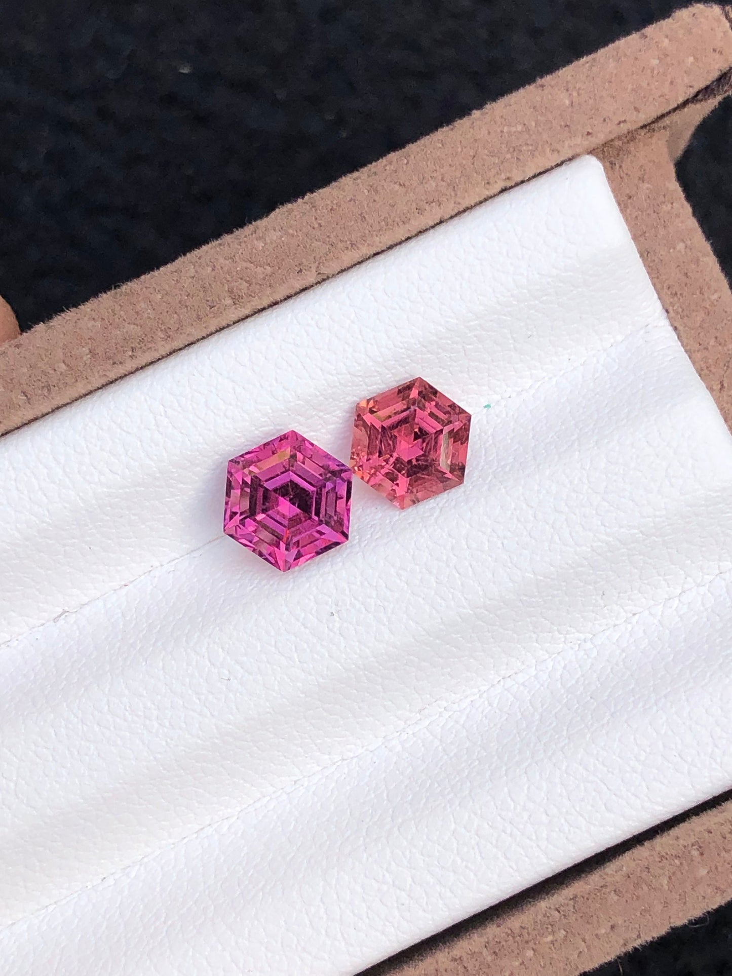 Pink tourmalines hexagon shapes 2.35 carats