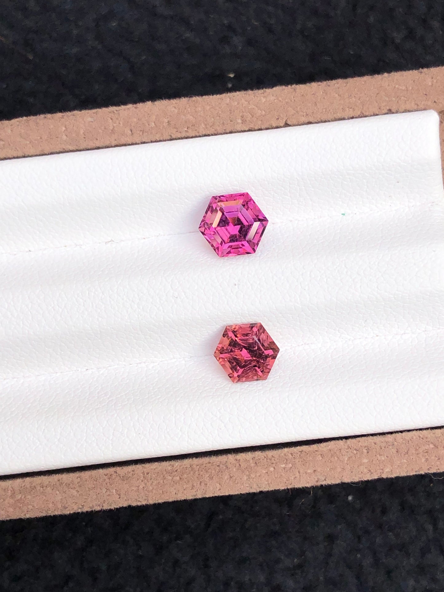 Pink tourmalines hexagon shapes 2.35 carats