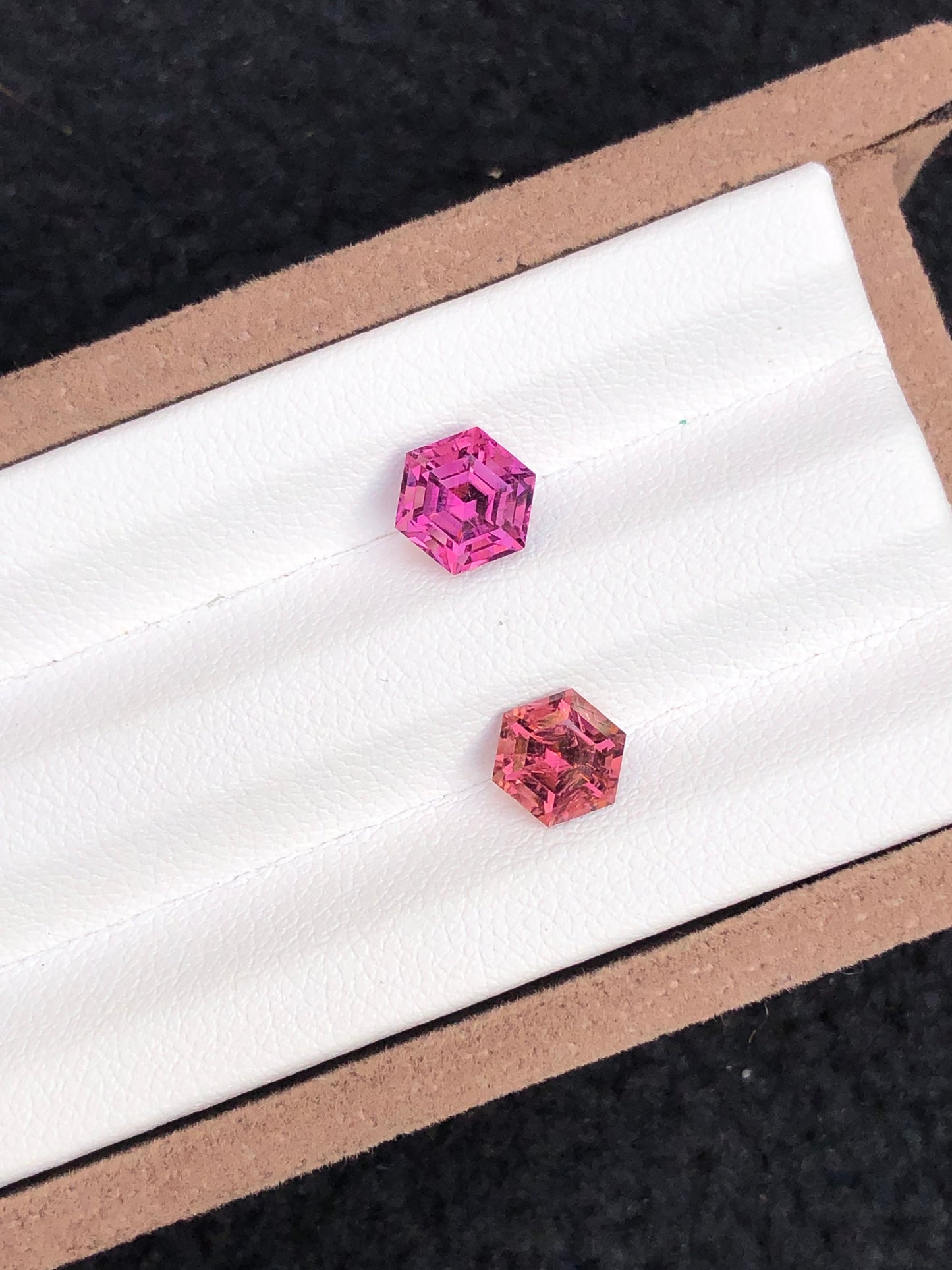 Pink tourmalines hexagon shapes 2.35 carats