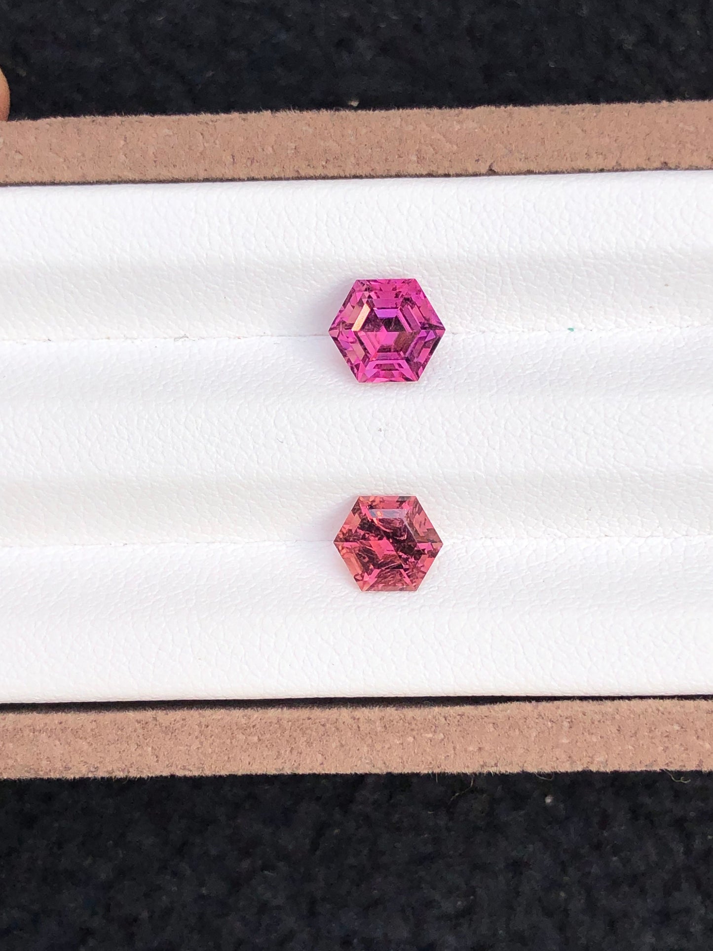 Pink tourmalines hexagon shapes 2.35 carats