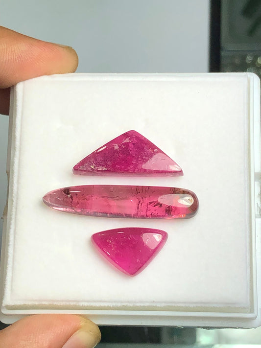 Hot pink tourmaline cabochon set perfect for pendant 30.30 carats