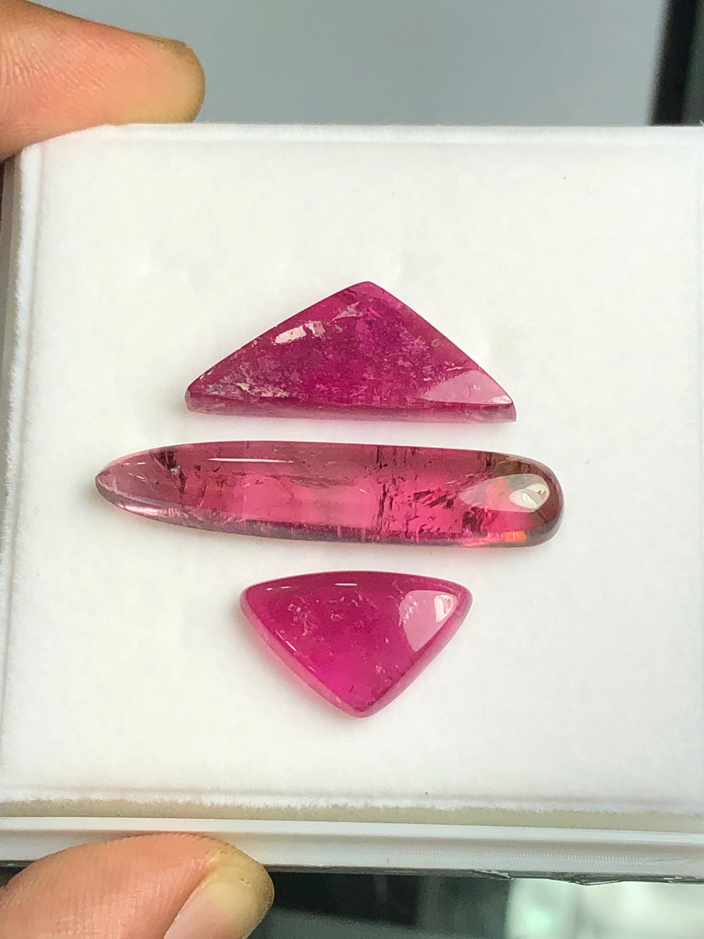 Hot pink tourmaline cabochon set perfect for pendant 30.30 carats