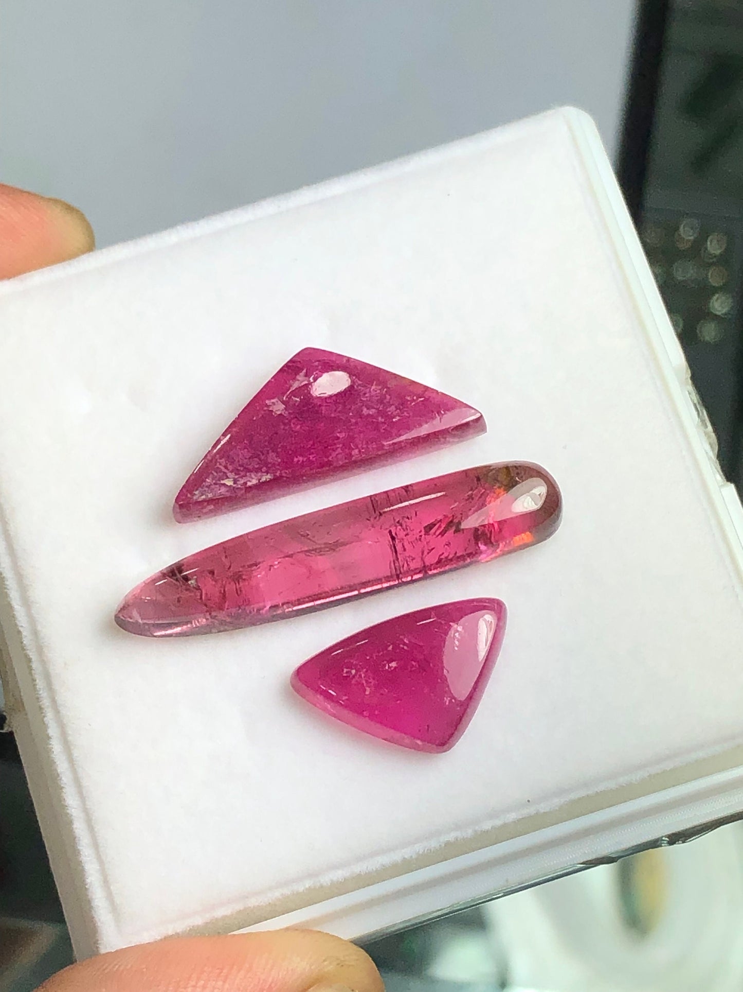 Hot pink tourmaline cabochon set perfect for pendant 30.30 carats