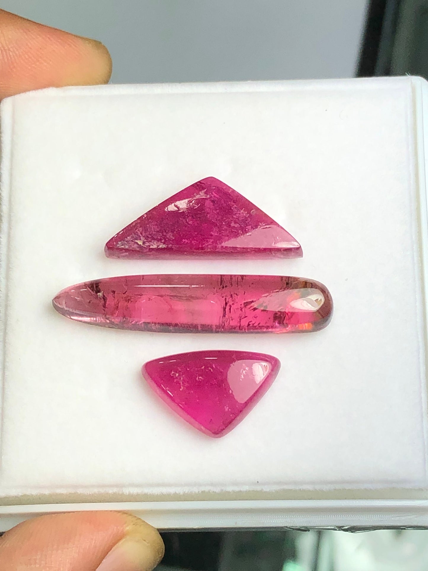 Hot pink tourmaline cabochon set perfect for pendant 30.30 carats