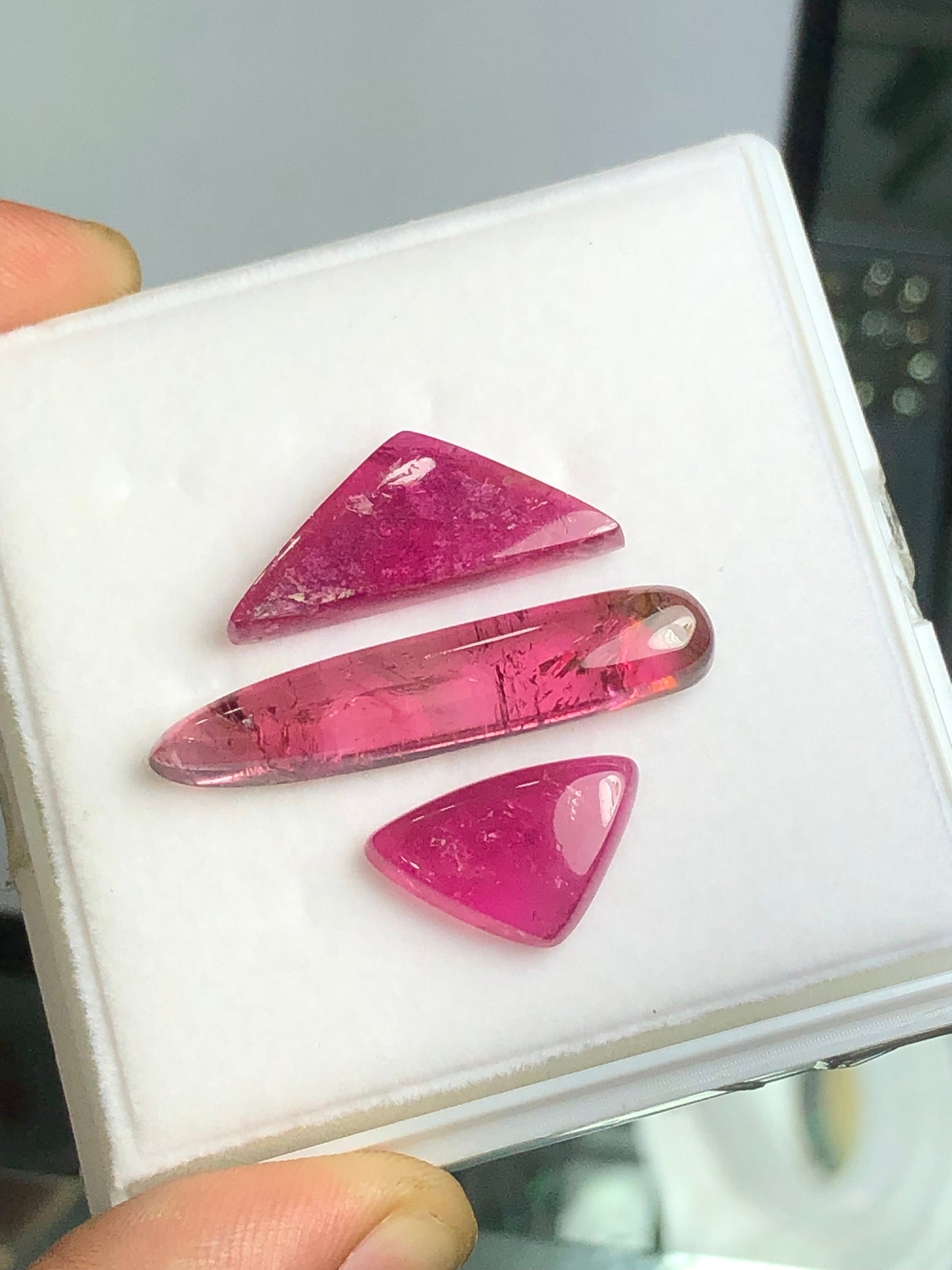 Hot pink tourmaline cabochon set perfect for pendant 30.30 carats