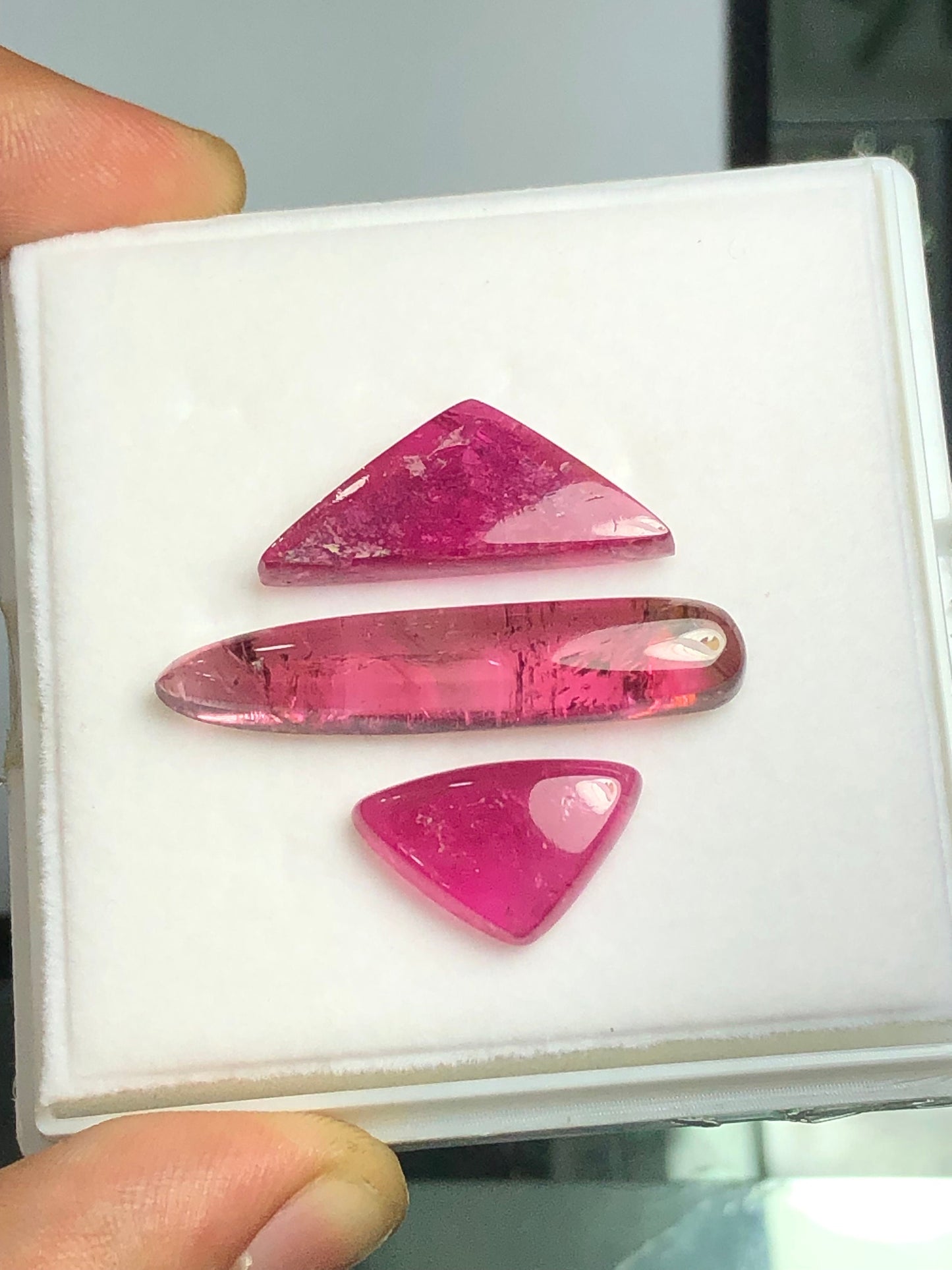 Hot pink tourmaline cabochon set perfect for pendant 30.30 carats